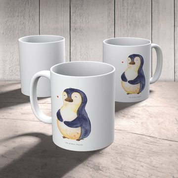 Mr. & Mrs. Panda Kinderbecher Pinguin Diät - Weiß - Geschenk, Pinguine, Bauch, Trinkbecher, Gewicht, Kunststoff, Mikrowellenbeständig