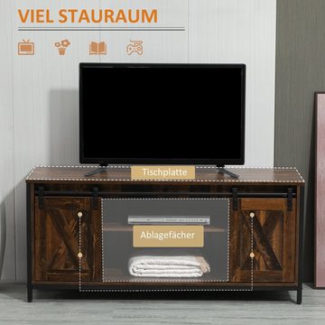 HOMCOM TV-Board TV-Schrank (Set, 1 St., 1 x TV-Bank), TV Schrank mit Schiebetüren im Industrial Design 120 x 40 x 54cm