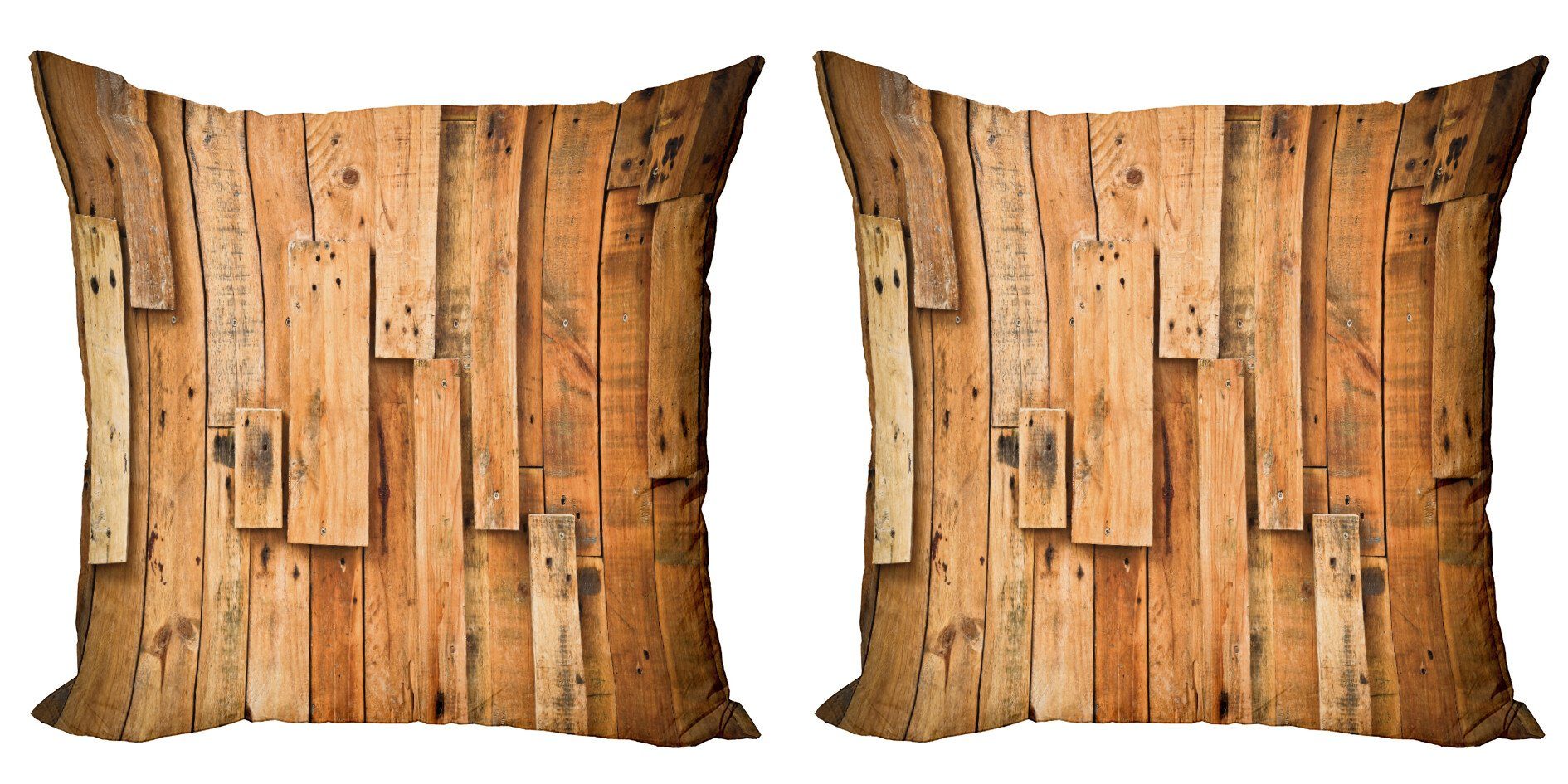 Kissenbezüge Modern Accent Doppelseitiger Digitaldruck, Abakuhaus (2 Stück), Holz Lodge Wall Planks Drucken