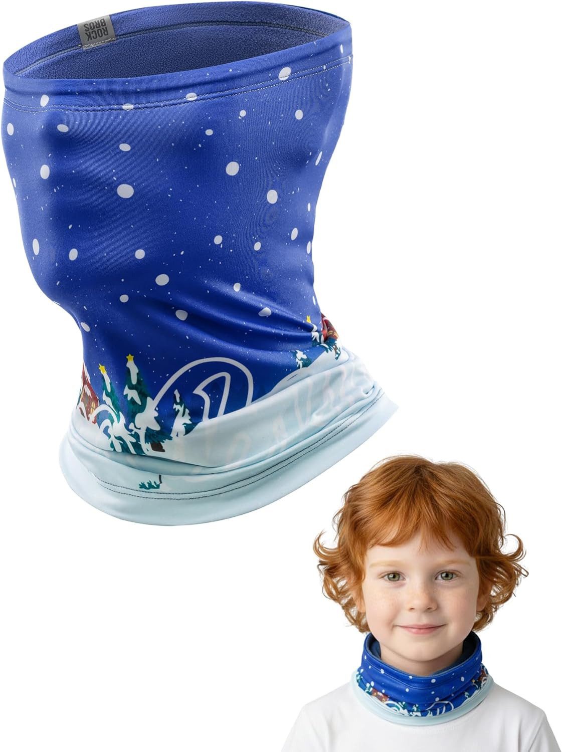 ROCKBROS Halswärmer Doppelseitiges Kinder-Halstuch mit Mütze, elastisch für Helm, Winter.