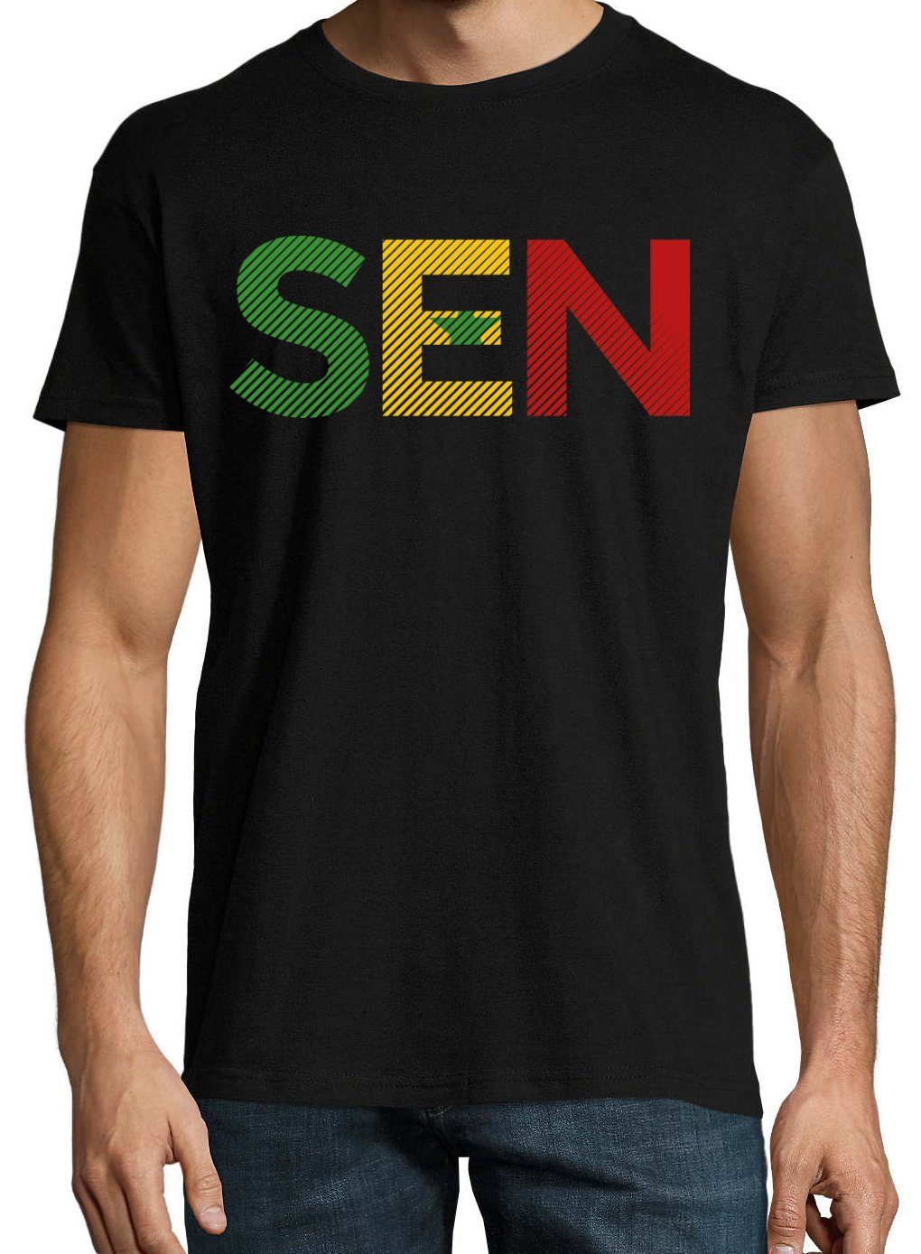 Youth Designz Look Frontprint Schwarz Herren Senegal T-Shirt im T-Shirt SEN mit Fußball