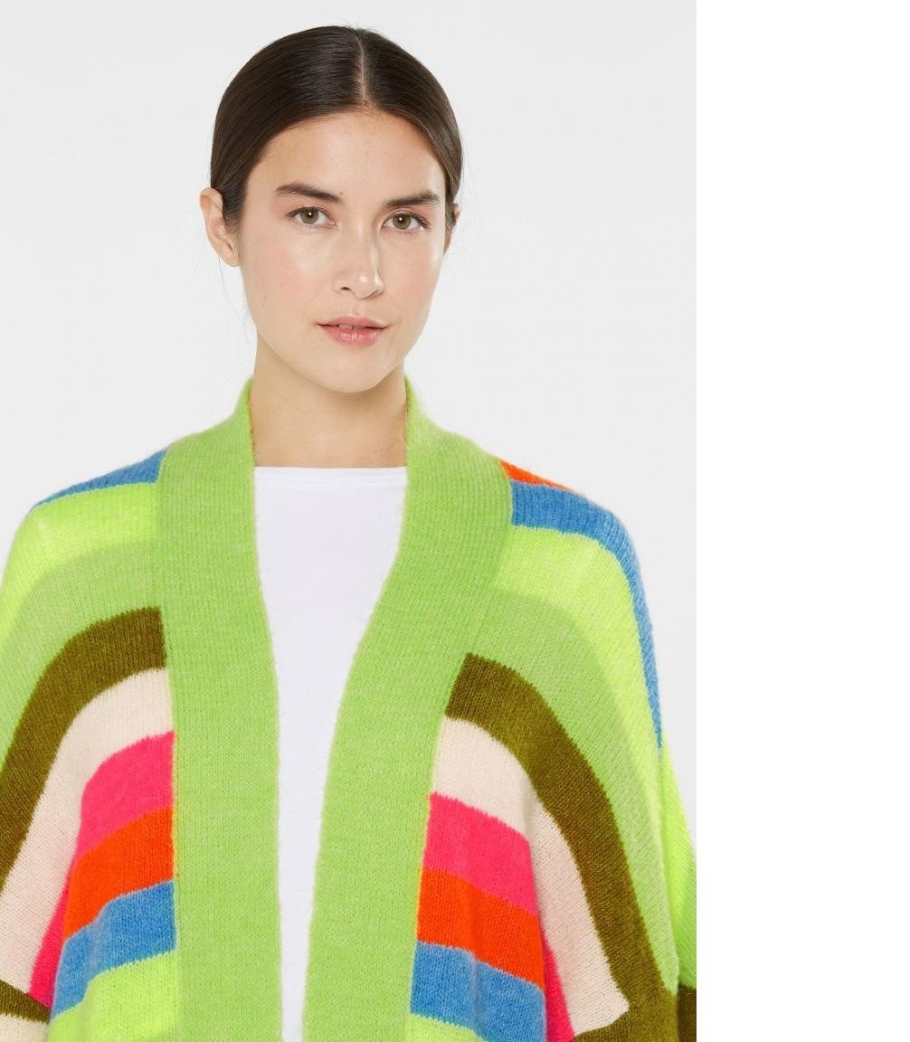 SENSES.THE LABEL Cardigan Bunt gestreifter Long Cardigan KAL:LIE mit weiten Ärmeln Mehrfarbig
