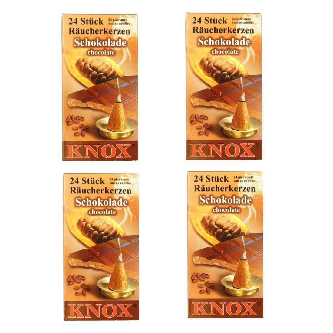 Räucherkerzen- KNOX - Packung 4 Räuchermännchen Päckchen 24er Schokolade