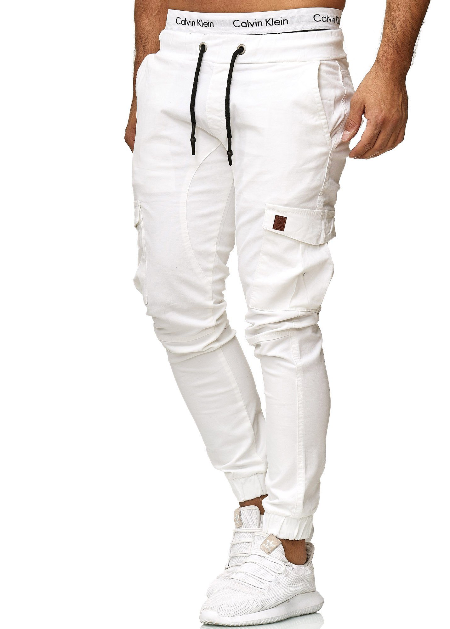 OneRedox Straight-Jeans 3301CS (Chino Cargohose Streetwear, 1-tlg) Freizeit Business Casual Weiss