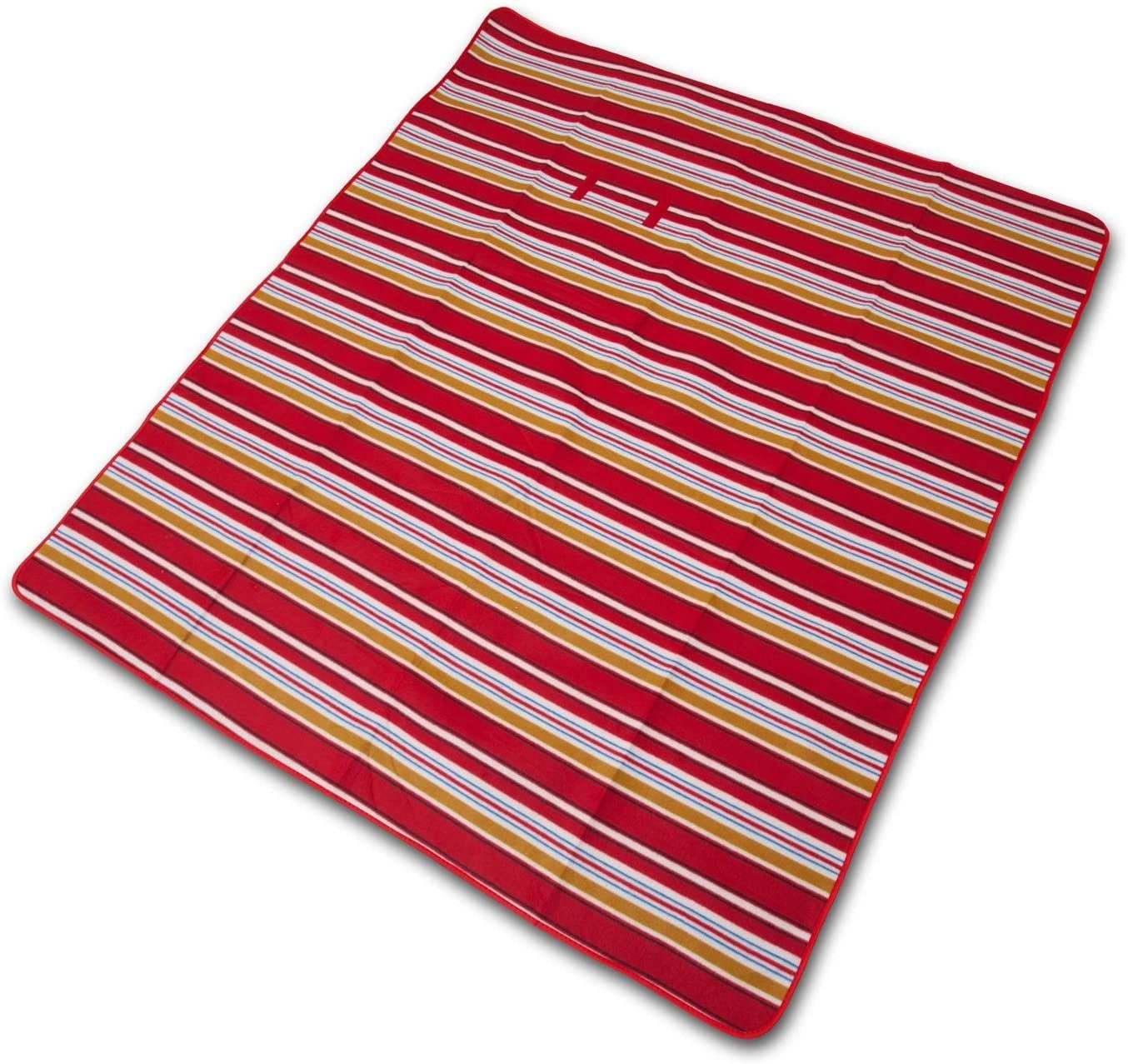 Picknickdecke Picknick Fleecedecke 150 x 135 cm mit wasserfester PEVA Unterseite, BRUBAKER, Große Stranddecke bunt für Wandern, See, Strand