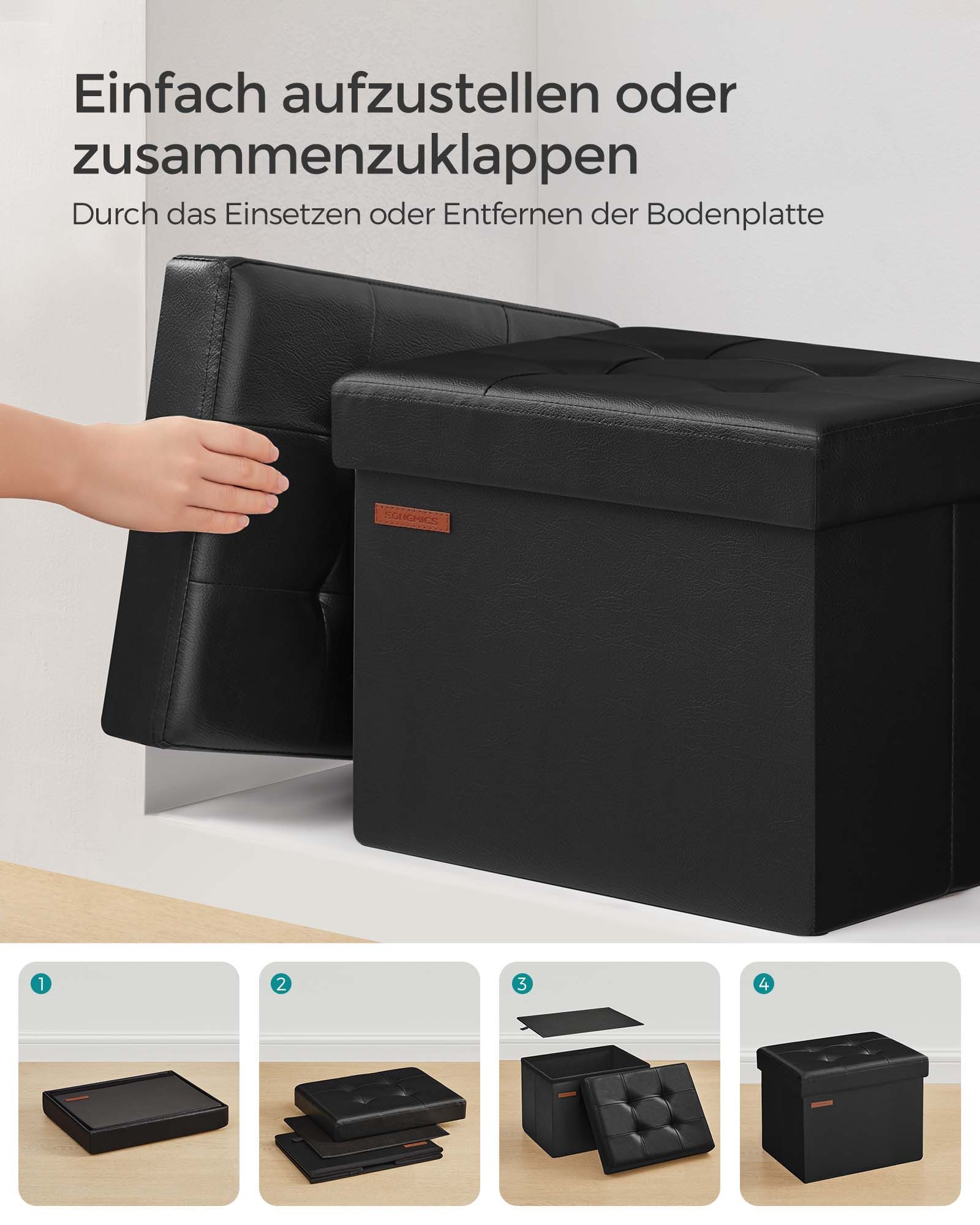 SONGMICS Sitzhocker, mit Stauraum, kleine klappbare Sitzbank, Fußbank, Aufbewahrungsbox