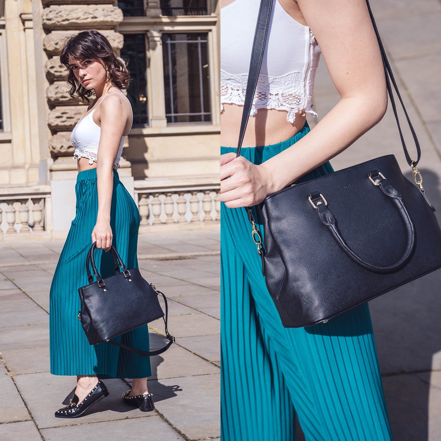 Expatrié Handtasche Julie Handtasche Damen, Shopper (2-tlg), Saffiano Optik