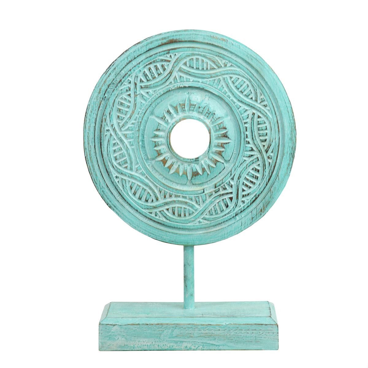 Oriental Galerie Dekofigur Türkises Mandala Symbol Skulptur auf Sockel mittel türkis (1 St)