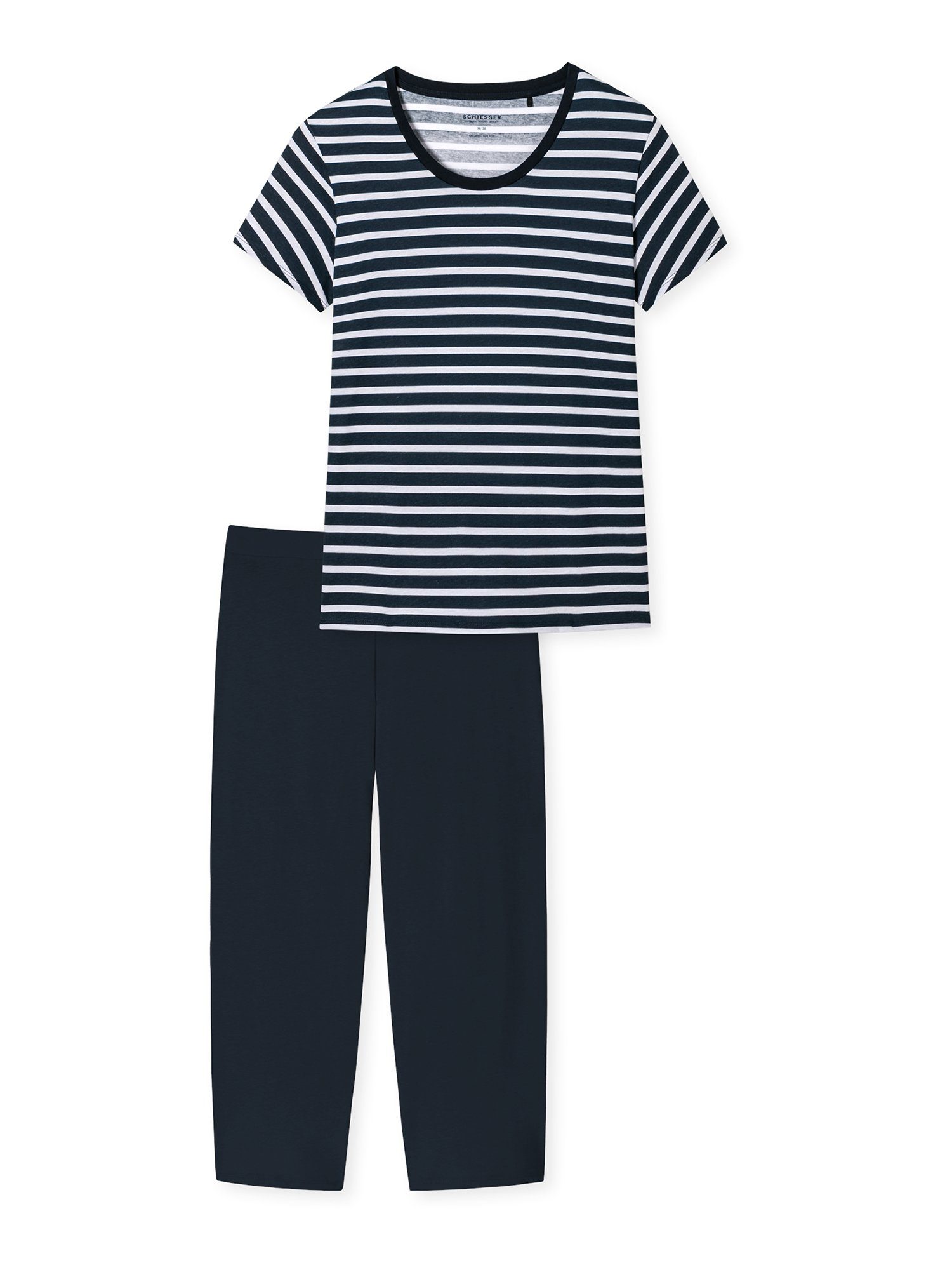 Schiesser Pyjama Essential Stripes dunkelblau
