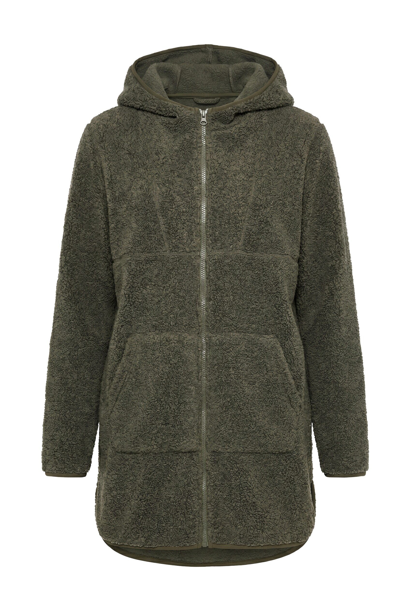 Ulla Popken Sweatjacke Longjacke Teddyfleece Kapuze Langarm hinten länger – Bild 2 von 4