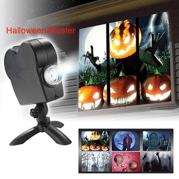 GelldG Dekoobjekt Halloween-Fenster-Projektor-Licht, 12 Movies LED-Projektions