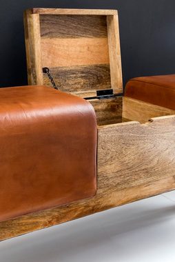 KADIMA DESIGN Sitzbank Retro Sitzmöbel mit Stauraum aus Leder & Holz, 120cm lang