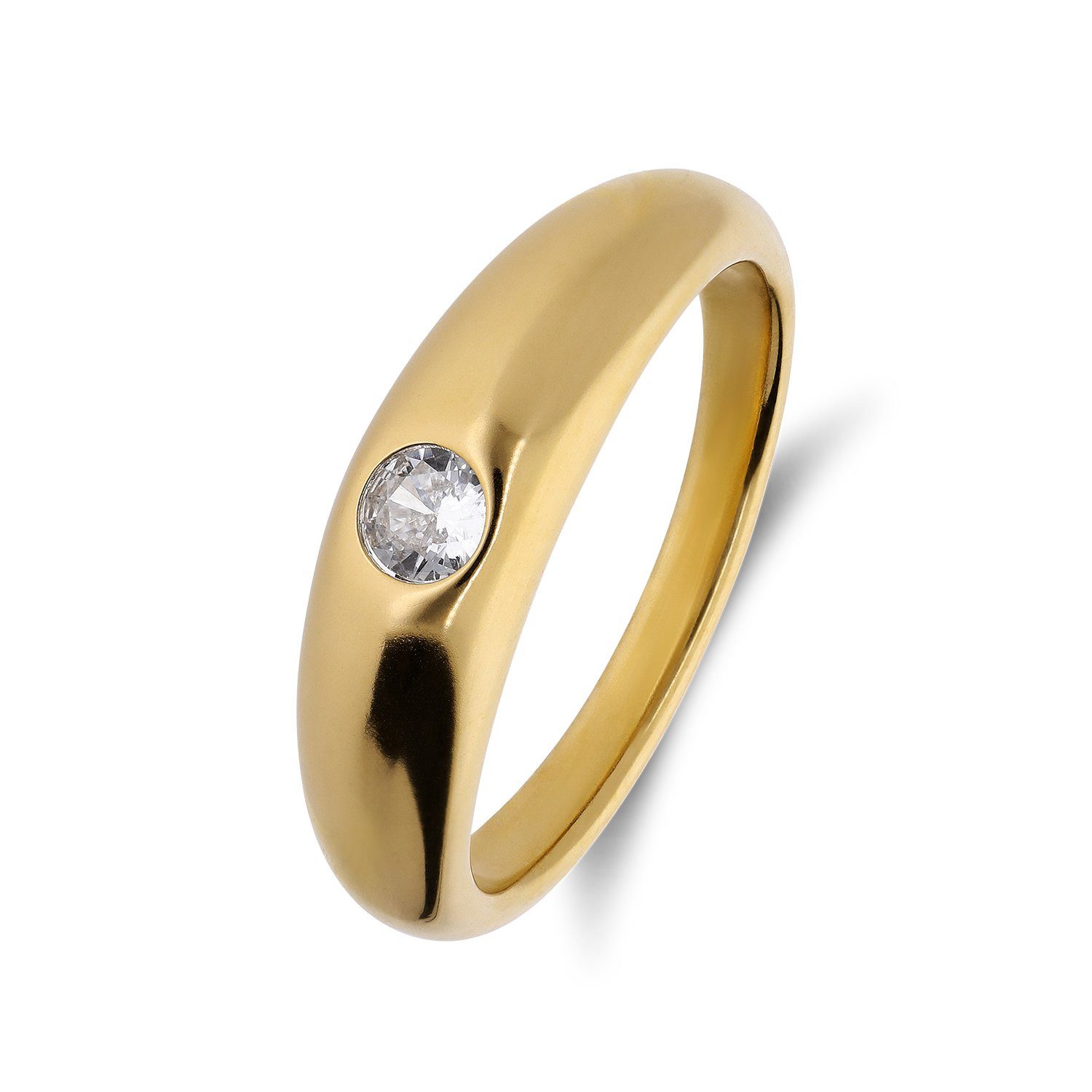LUCARDI Fingerring Ring - Stahl - Gold - Zirkonia - Damen