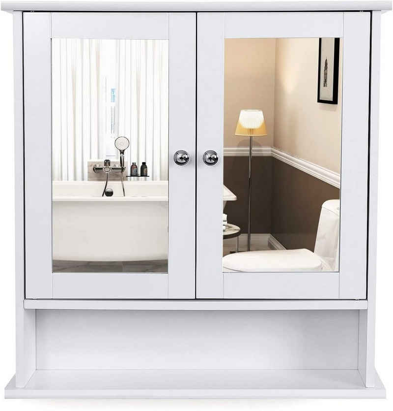 VASAGLE Spiegelschrank »Badschrank« Hängeschrank Spiegel mit Ablage Schminkschrank aus Holz 56 x 58 x 13cm