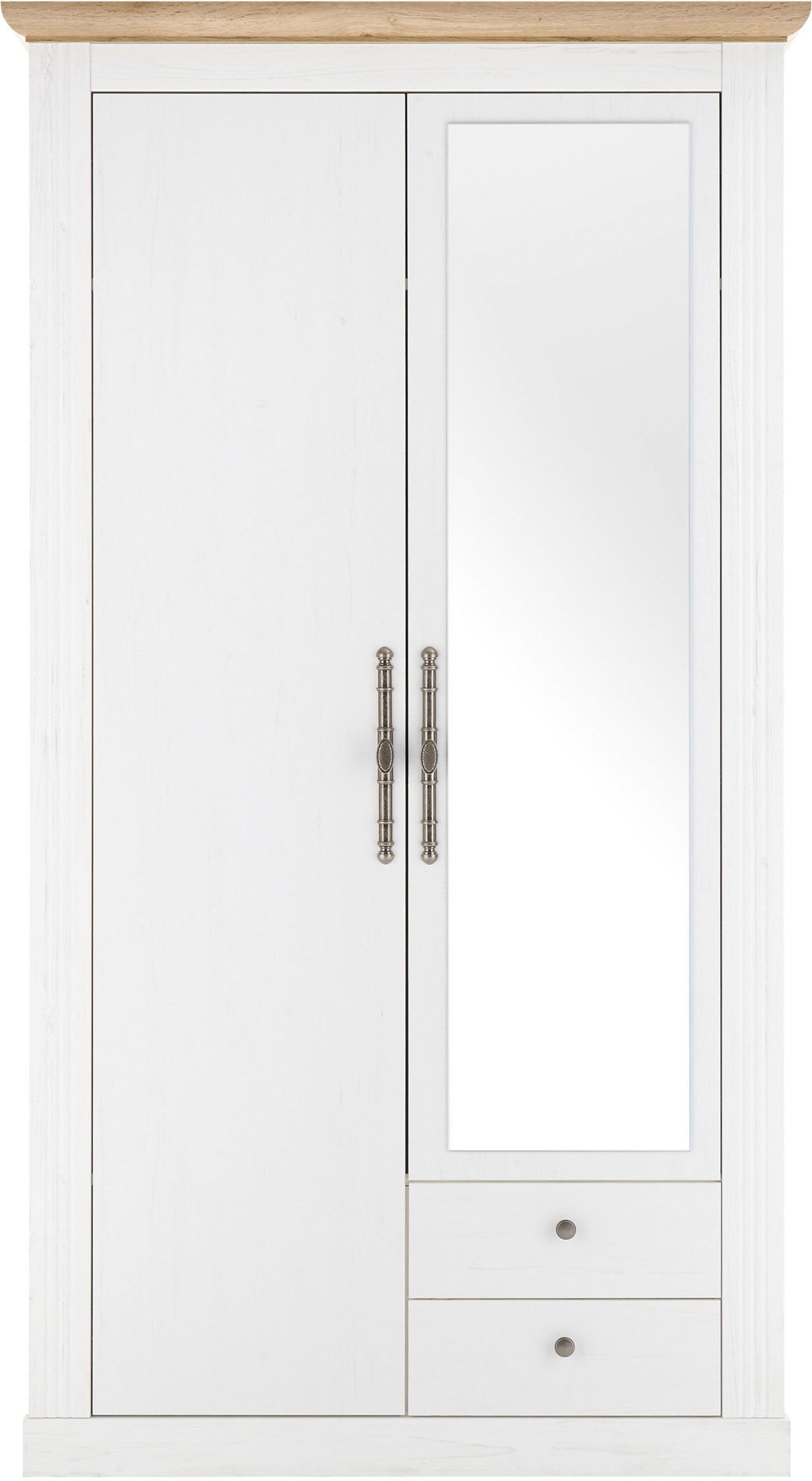OTTO home Kleiderschrank WESTMINSTER Wäscheschrank in 2 Farben, Landhausschrank Metallgriffe Drehtürenschrank mit Spiegel, Schlafzimmerschrank, 109 cm breit