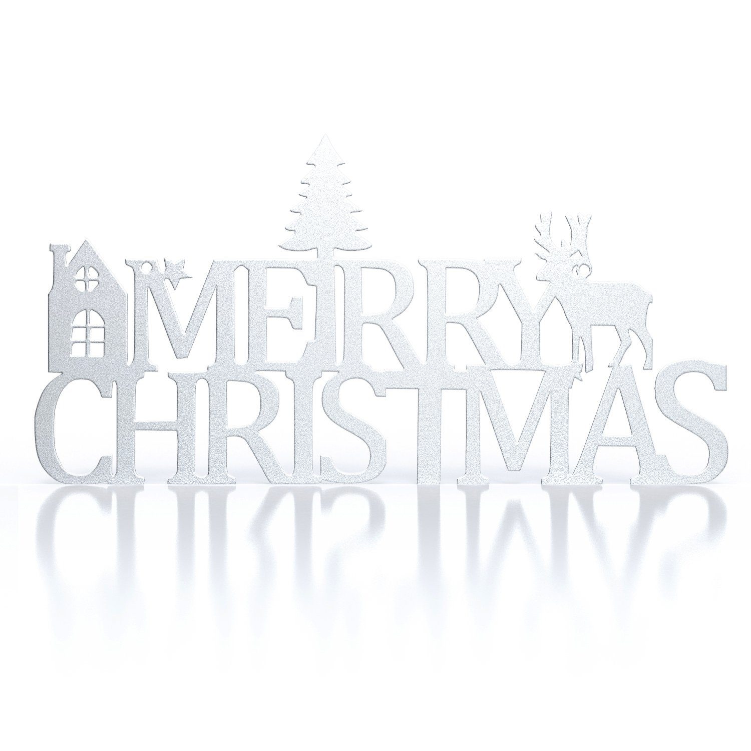 Stahl Weihnachtsdeko X-Mas WD02-WS tuning-art Weiß Weihnachtsfigur Merry Weihnachtliches Metallschild Weiß