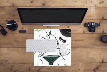 MuchoWow Gaming Mauspad Bikini - Schwarz - Weiß (1-St), Mousepad mit Rutschfester Unterseite, Gaming, 40x40 cm, XXL, Großes