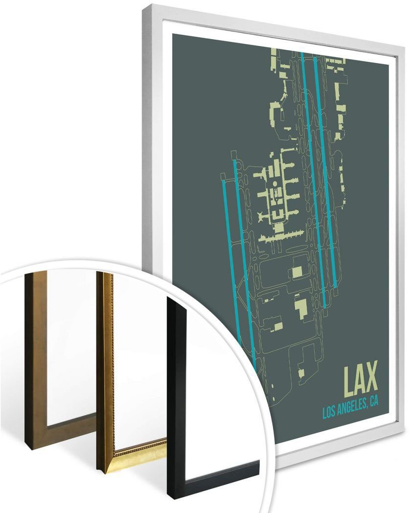 Wandbild, Grundriss St), LAX Wandposter Los Poster Wandbild Bild, Angeles, Wall-Art (1 Grundriss Poster,