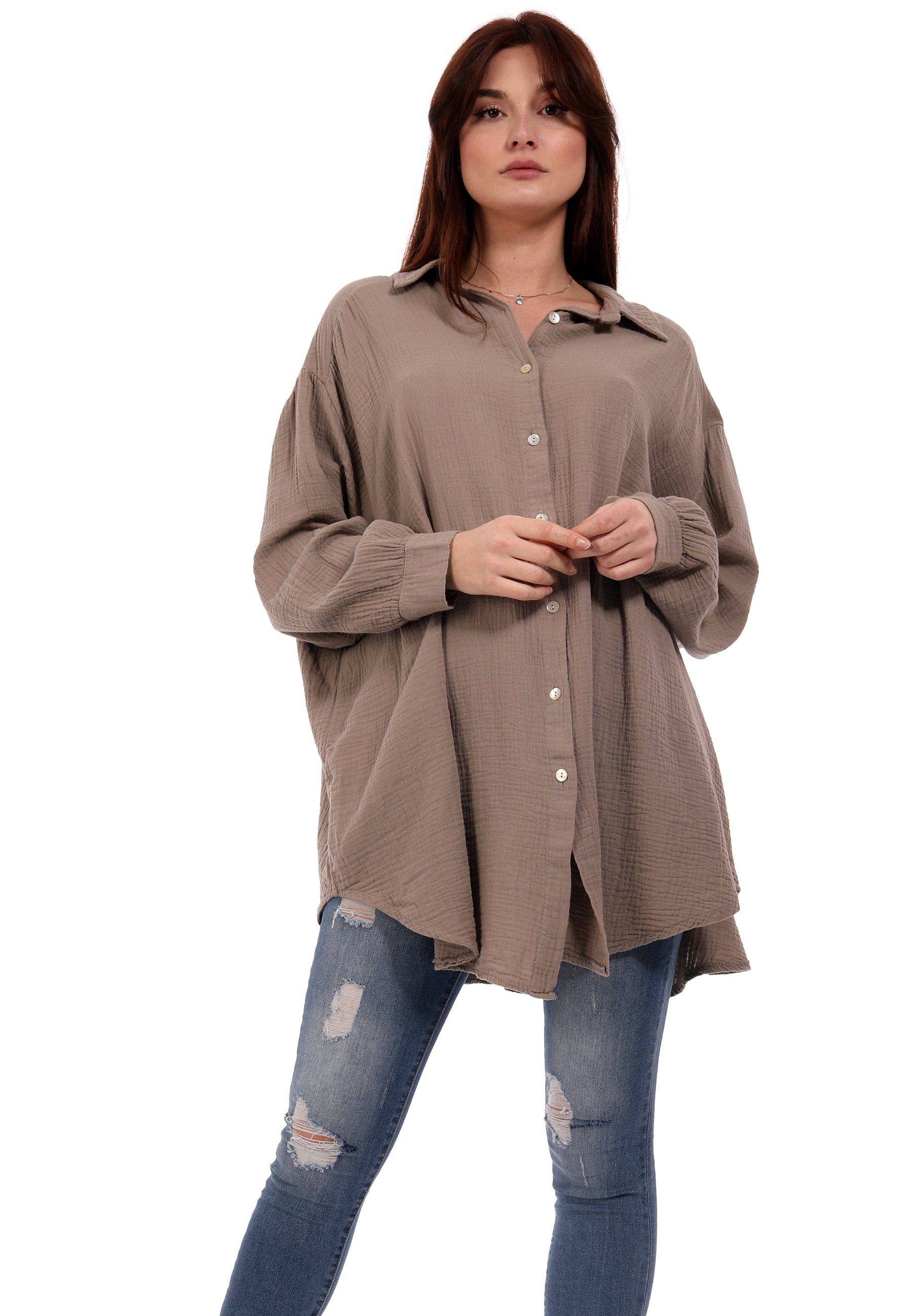 YC Fashion & Style Klassische Bluse »Langarm Bluse in Oversize - Form Plus  Size Loose-Fit Longbluse Musselinstoff in vielen Farben One Size« (1-tlg)  Uni, Langarm, casual online kaufen | OTTO