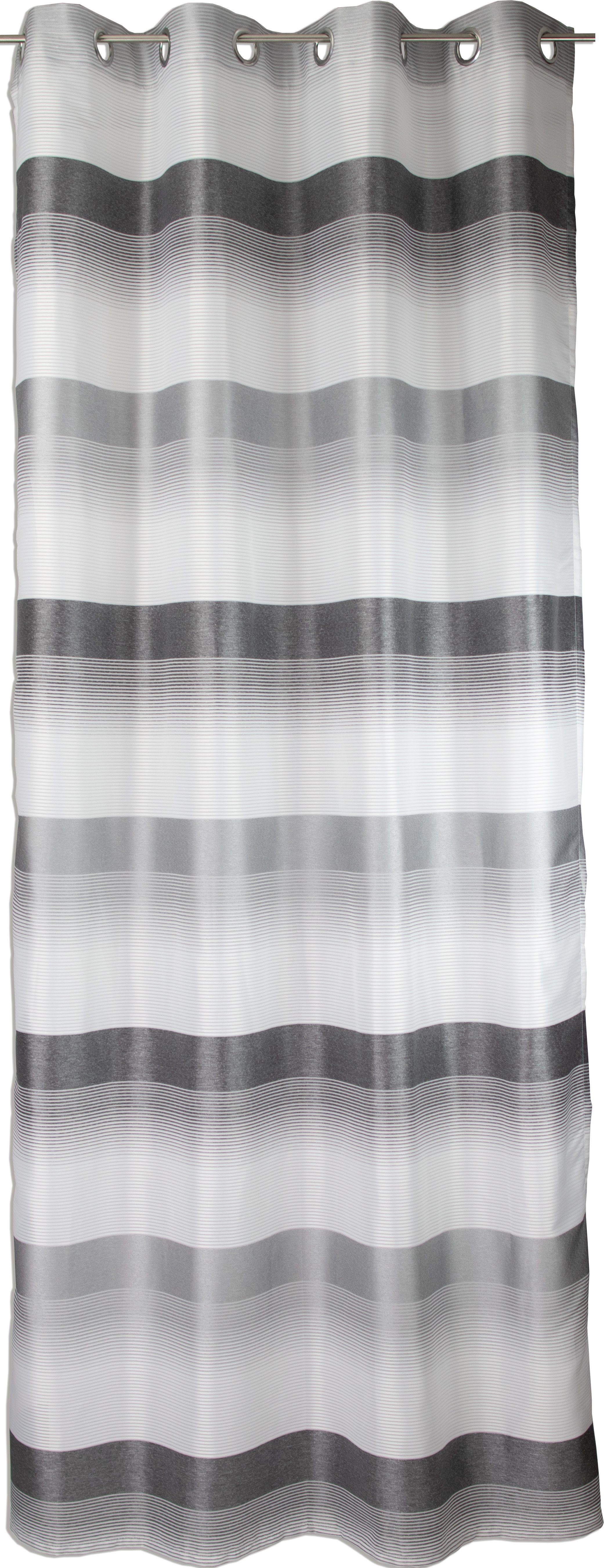 EXPERIENCE Vorhang Ösenschal Seitenschal Vorhang 2421 140x245 cm Gestreift Weiß Grün Blau Grau Rot (1 St), Ösen, halbtransparent, Webstreifen, mit 8 Ösen
