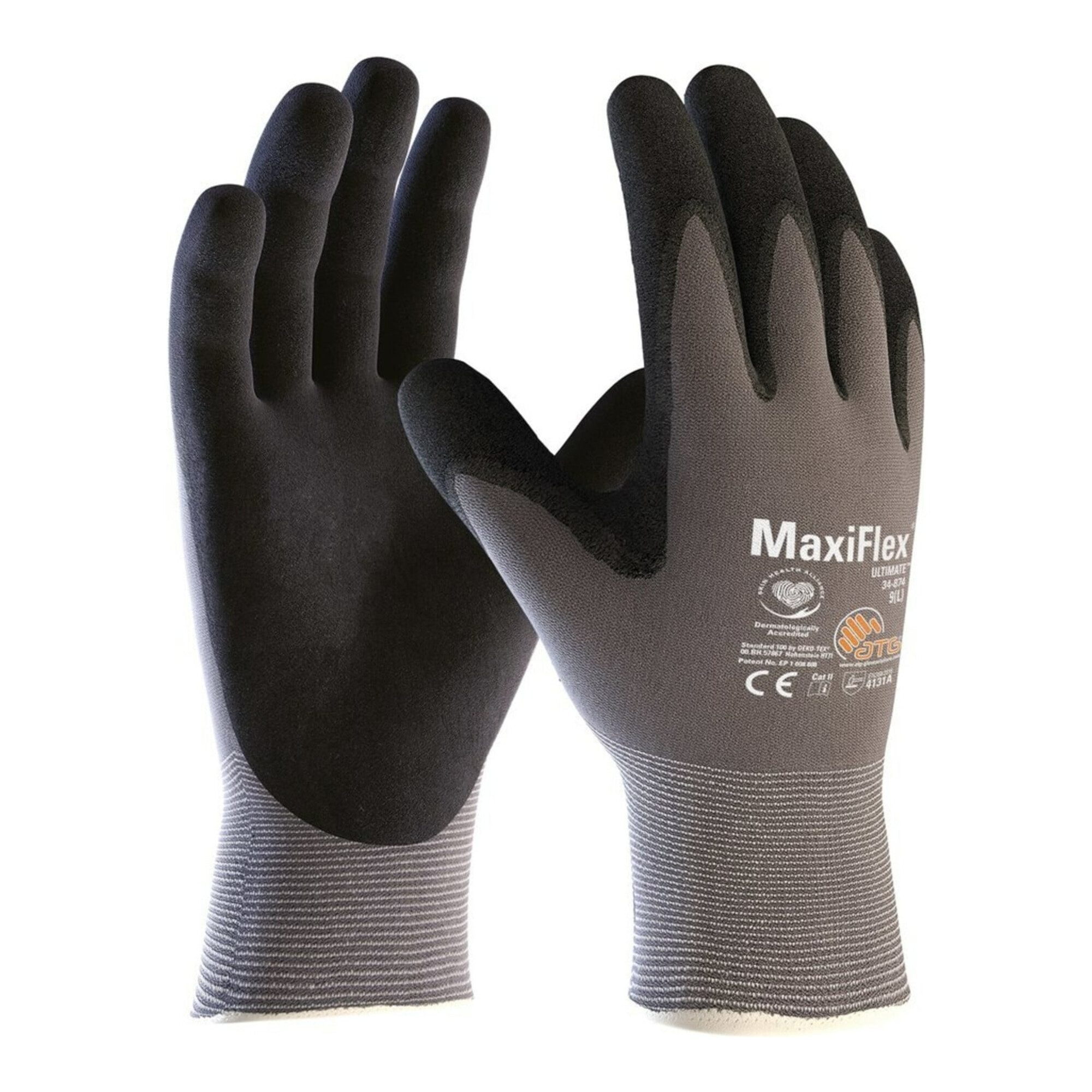 Nistmaterial Handschuhe MaxiFlex Ultimate 34-874 Gr.8 grau/schwarz Nyl.m.Nitril EN