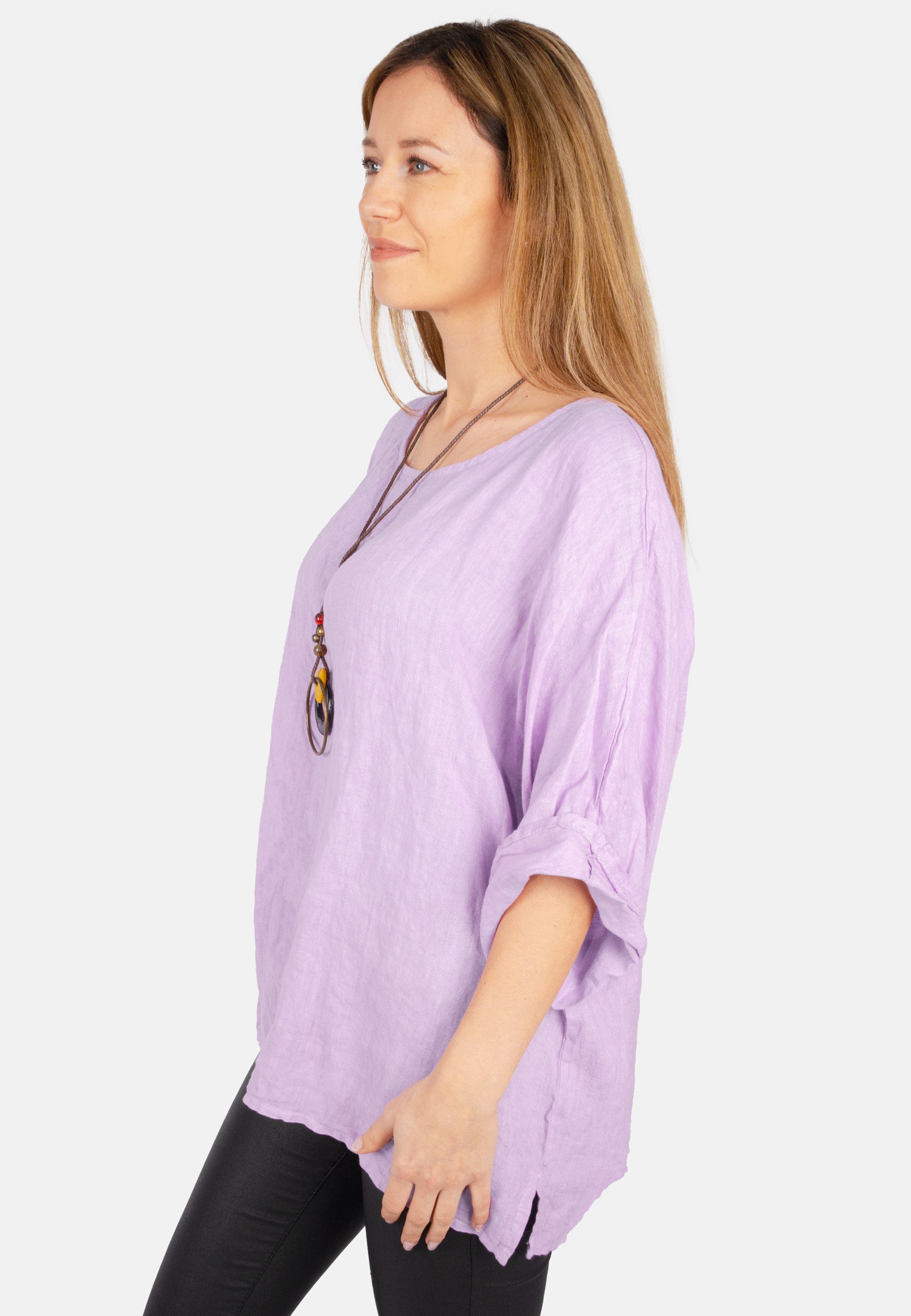 Seasons of April Kurzarmbluse LINA OVERSIZED Weit geschnittene Leinenbluse