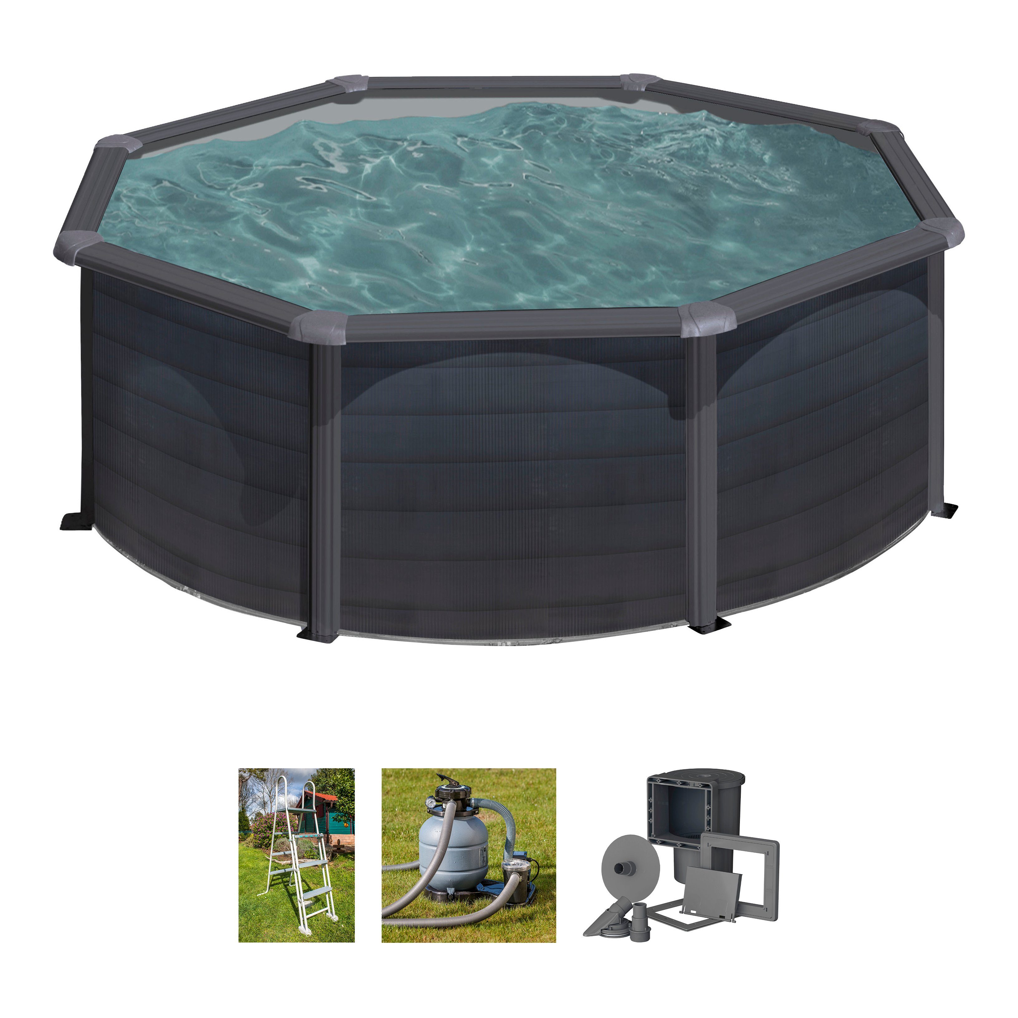 Gre Rundpool GRAPHITE (Set), 4-tlg., Stahlwandpool, günstig online kaufen