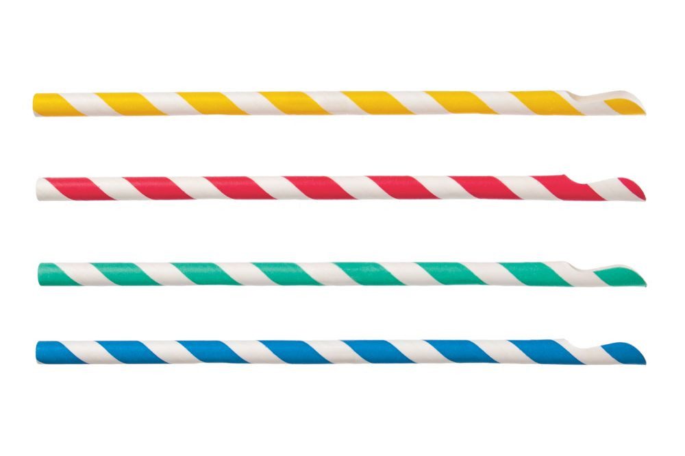 tradingbay24 Einweglöffel Trinkhalme mit Löffel, Papier, Ø 8 mm, 20 cm Streifen bunt 3500 Stk