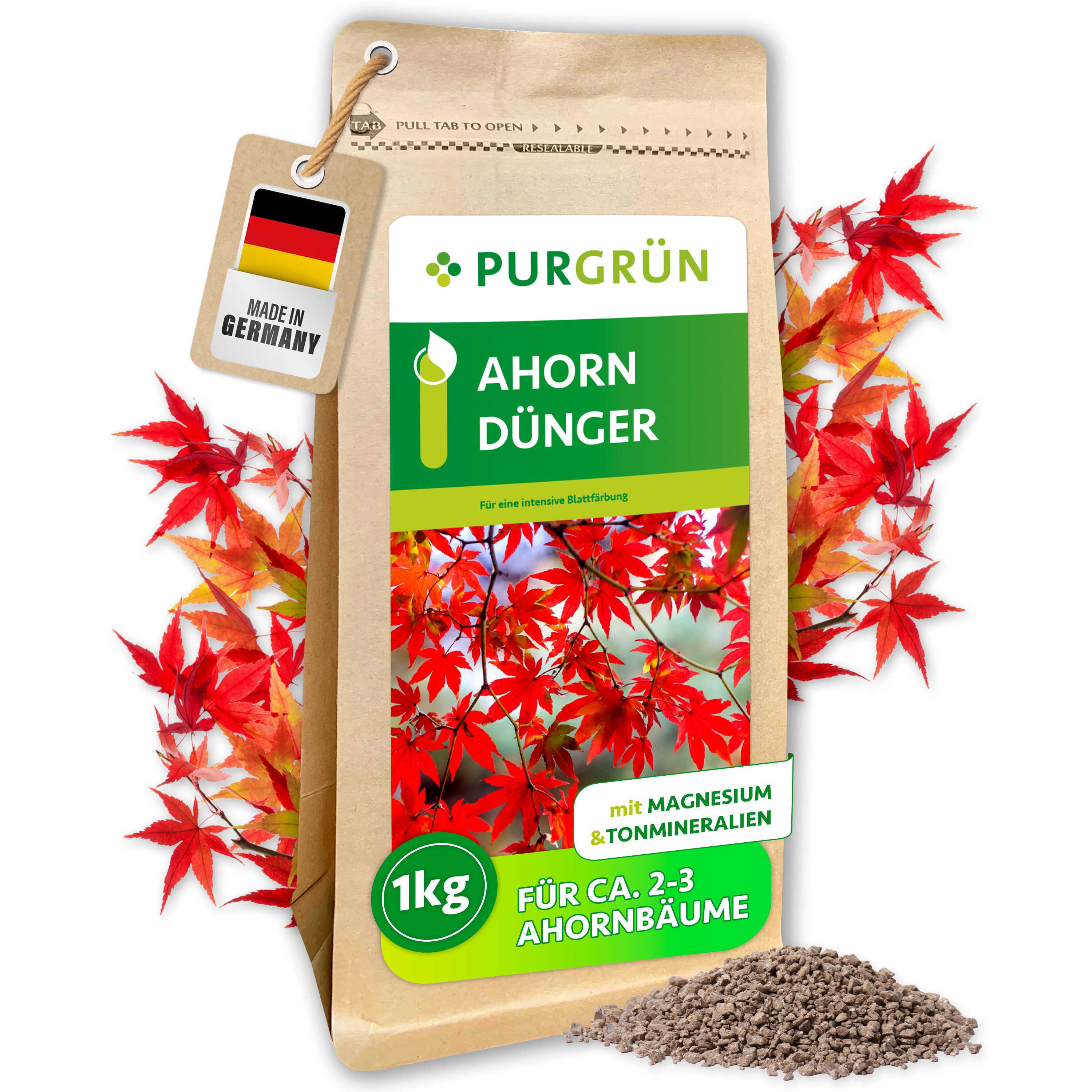 Purgrün Gartendünger Ahorn Dünger, NPK 9+4+8, Magnesium, Kalium, 1 kg, Granulat, 1-St., 1 kg