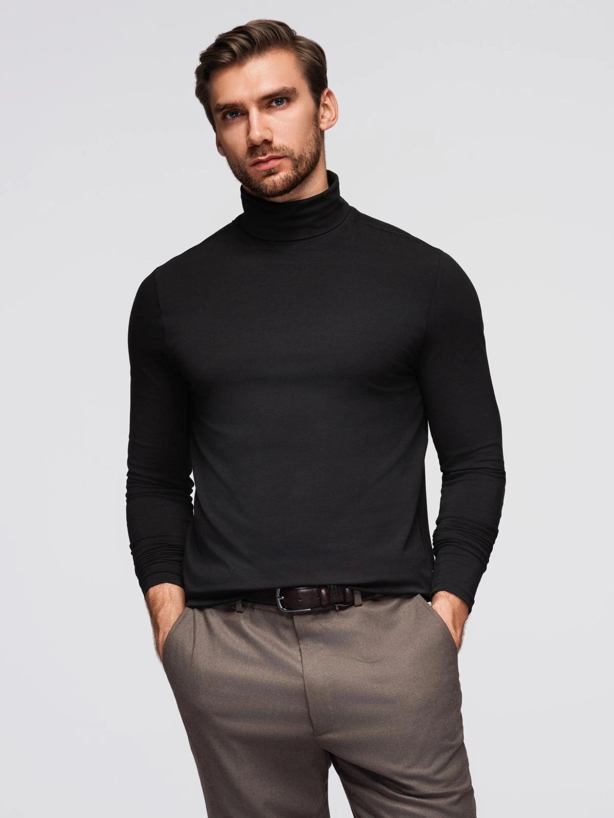 OMBRE Rollkragenpullover Unifarbenes Herren-Longsleeve mit Rollkragen günstig online kaufen