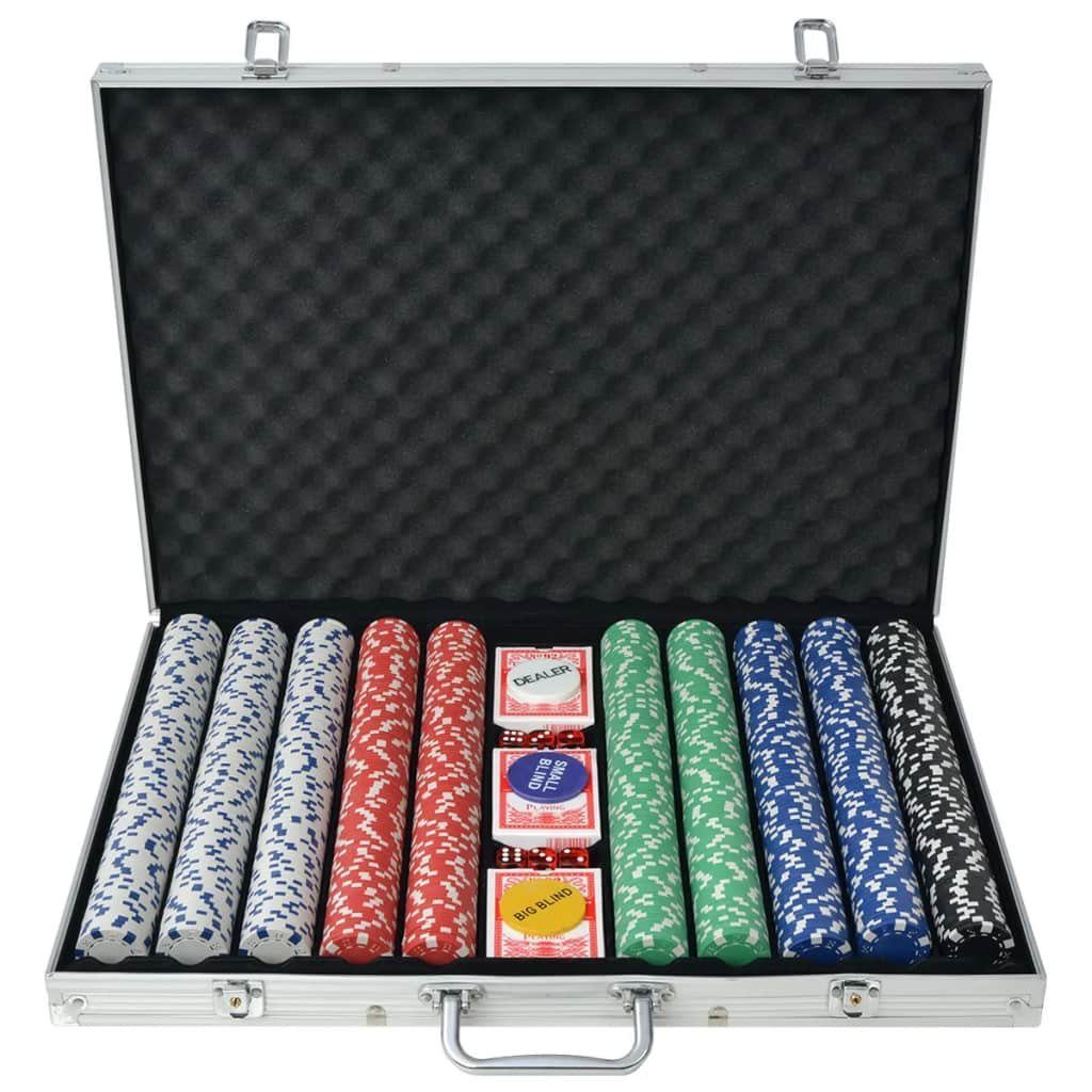 vidaXL Steckdose Poker Set mit 1.000 Chips Aluminium