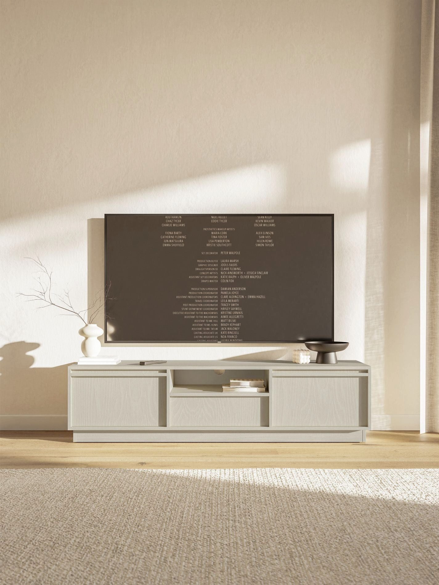 Selsey TV-Schrank EVO TV-Möbel, TV-Lowboard 2-türig mit Schublade, auf Sockel, 154 cm
