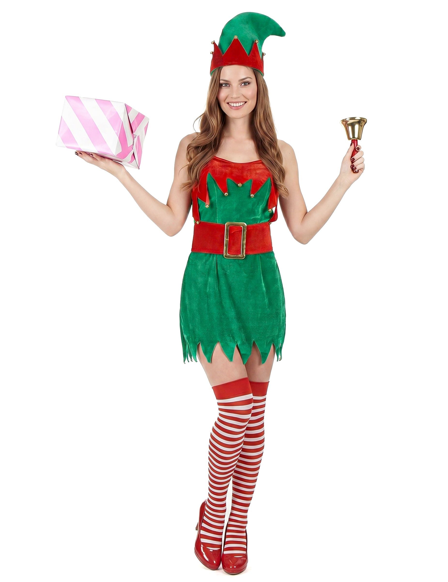 Kostüm Weihnachtswichtel Damenkostüm rot-grün