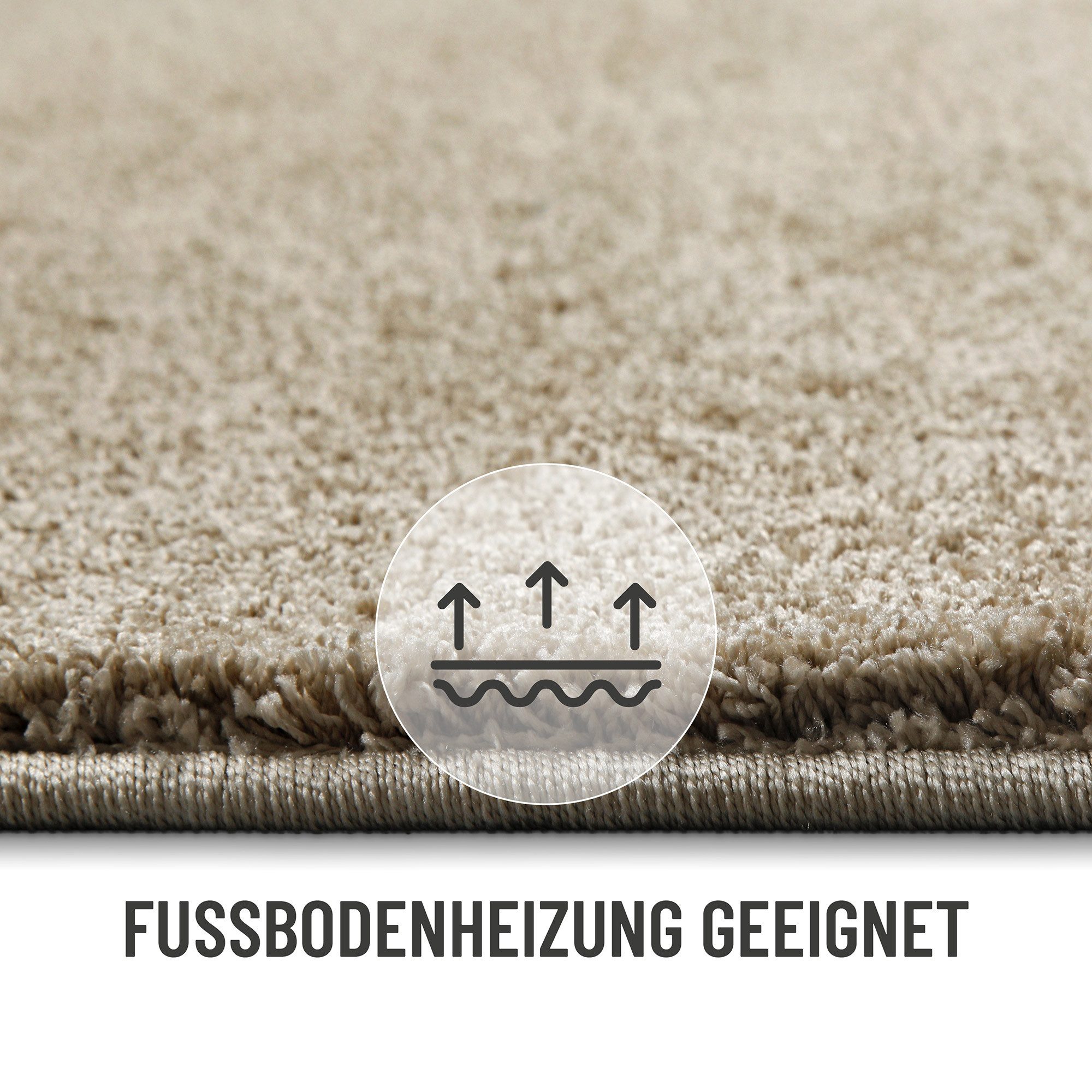 Wecon home Hochflor-Teppich Manta, quadratisch, Höhe: 25 mm, Langflor, maschinell gewebt, robust, Wohn- & Schlafzimmer, uni