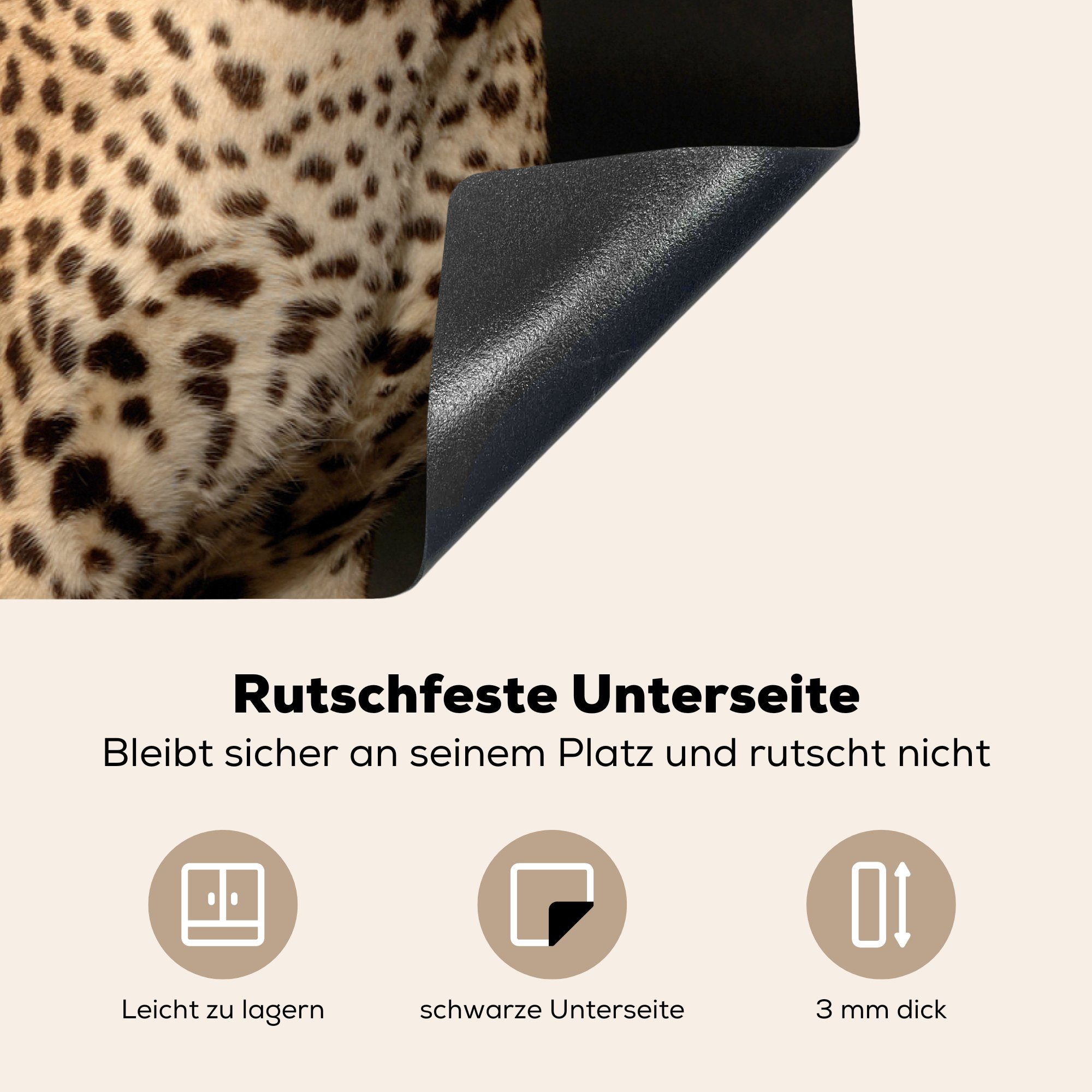 Leopard für küche, tlg), Induktionskochfeld Ceranfeldabdeckung MuchoWow 81x52 Tiere cm, - Herdblende-/Abdeckplatte - die Schutz (1 Fleck, Vinyl,