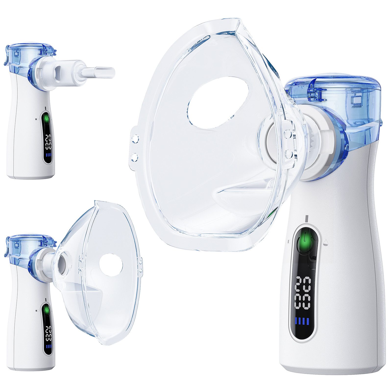 Sumairs Inhalationsgerät Tragbarer Vernebler mit LED-Display–3 Nebelstufen,Partikelgröße 1-5µm, Inhalator mit Reinigungsfunktion,Leise, für alle Altersgruppen/Reise