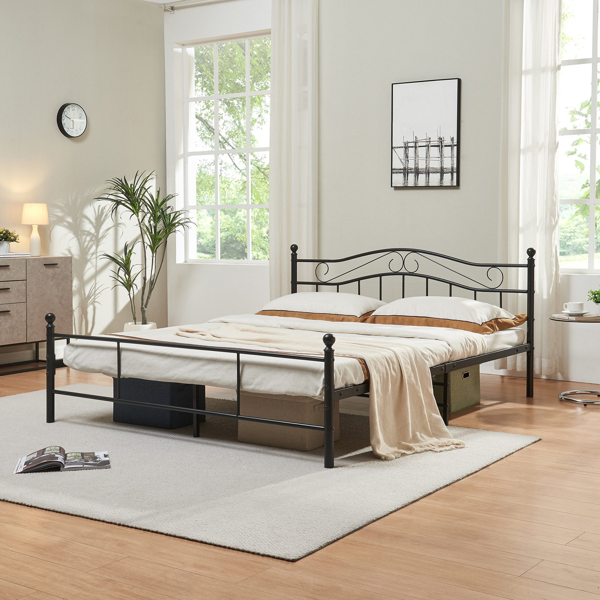 en.casa Metallbett, »Florenz« 160x200cm Schwarz + Lattenrost günstig online kaufen