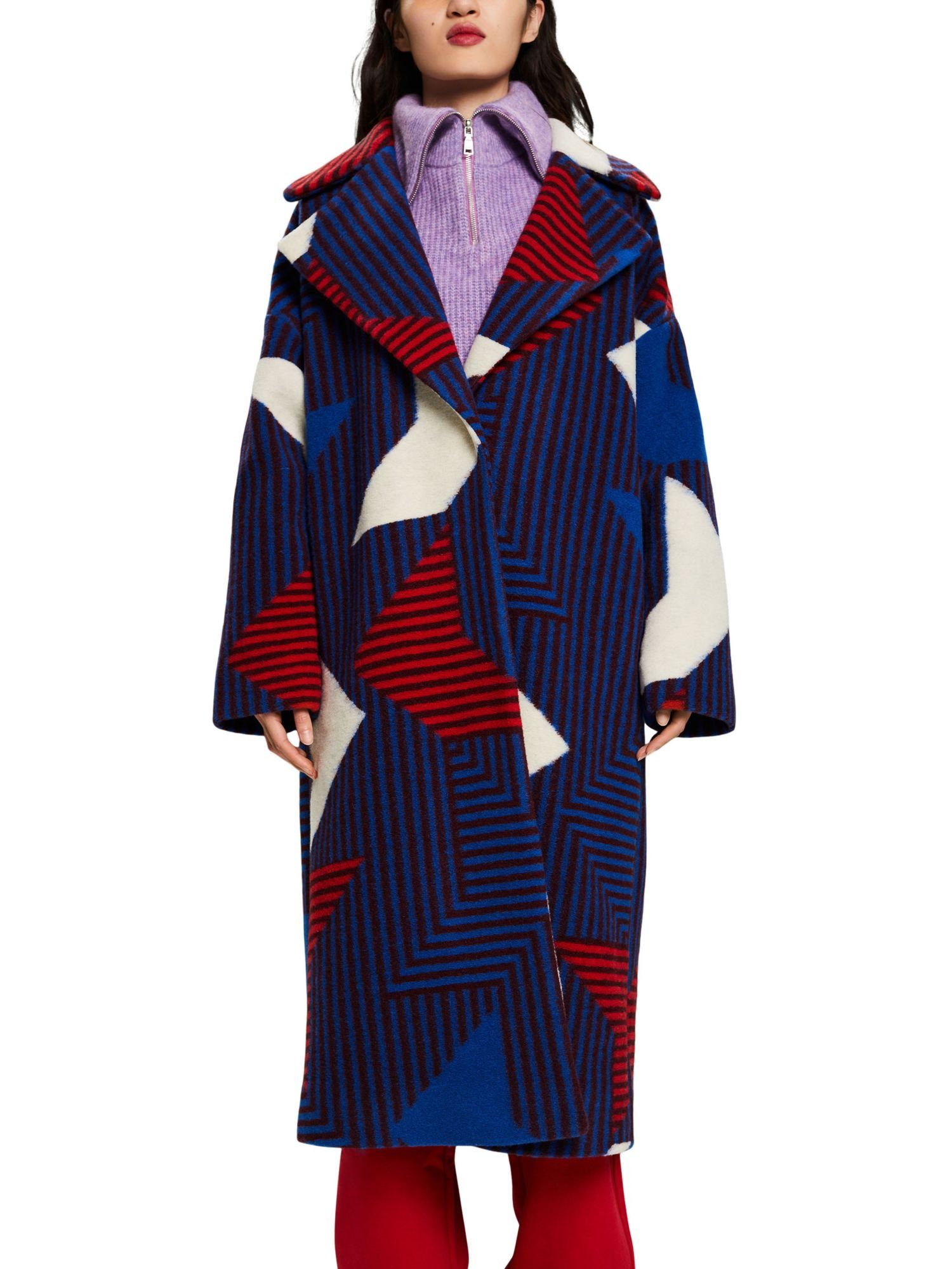 Esprit Langmantel Mantel aus mit Wollmix BORDEAUX RED Print
