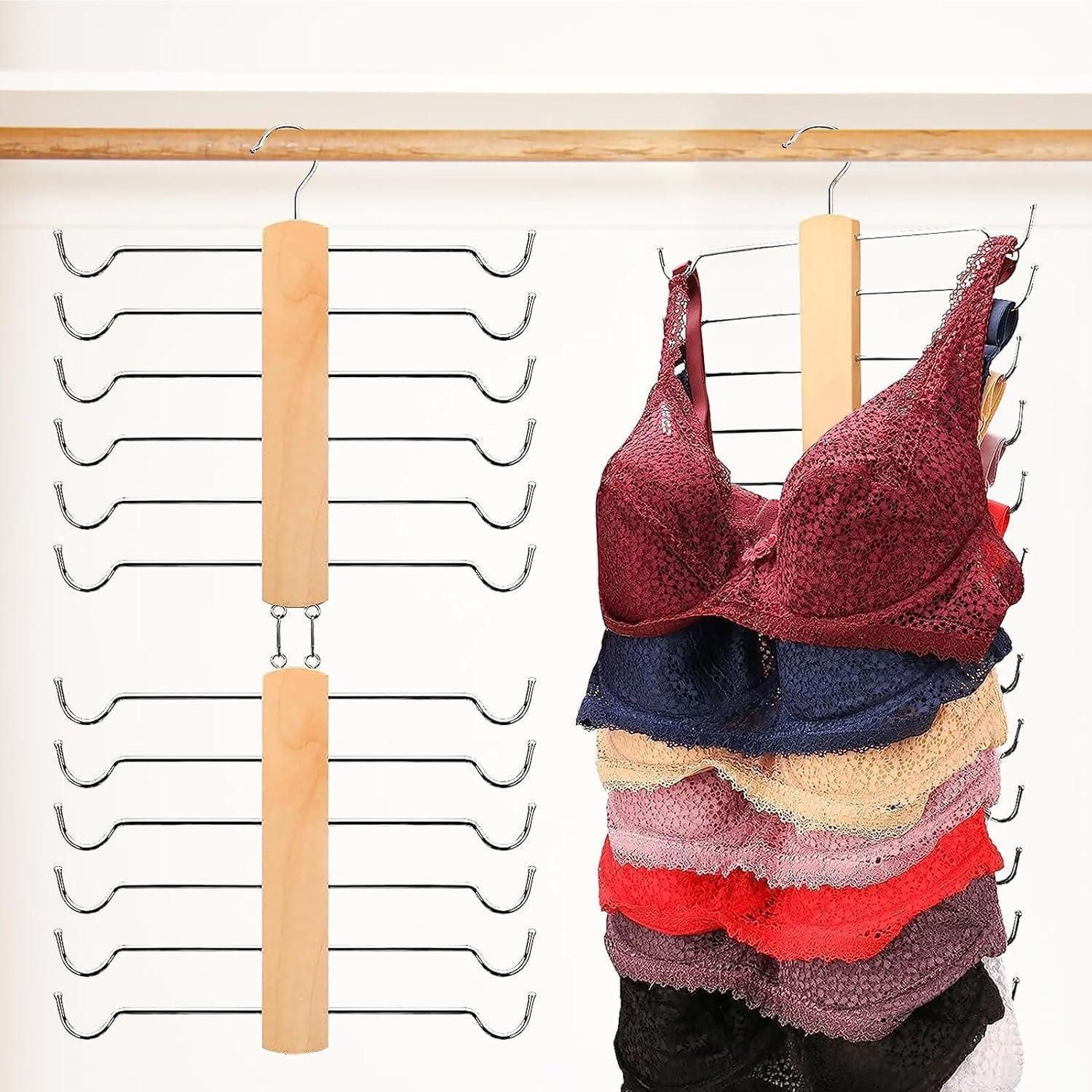 LuxusKollektion Mehrfach-Kleiderbügel BH Organizer Holz Kleiderbügel 12 Etagen Wäscheständer A