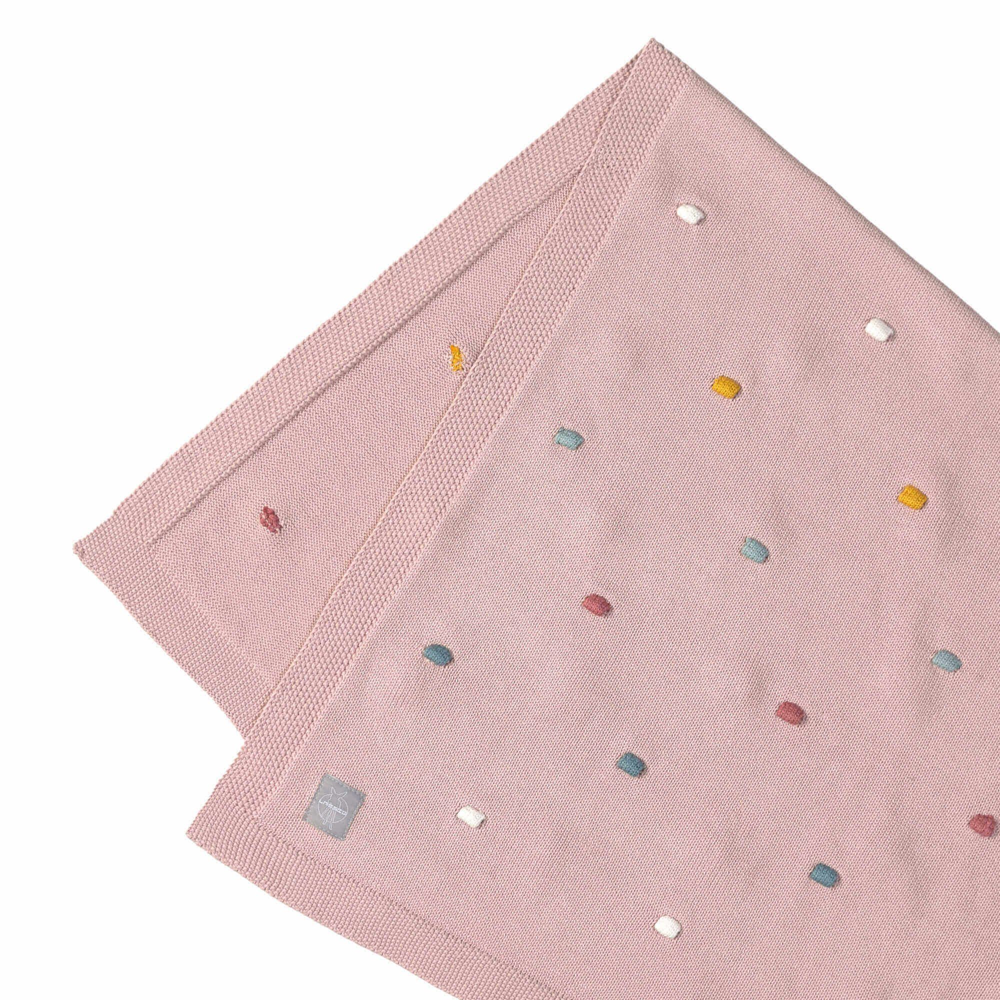 Babydecke Dots Lässig Babydecke Dusty GOTS Pink zertifiziert, Strickoptik LÄSSIG,