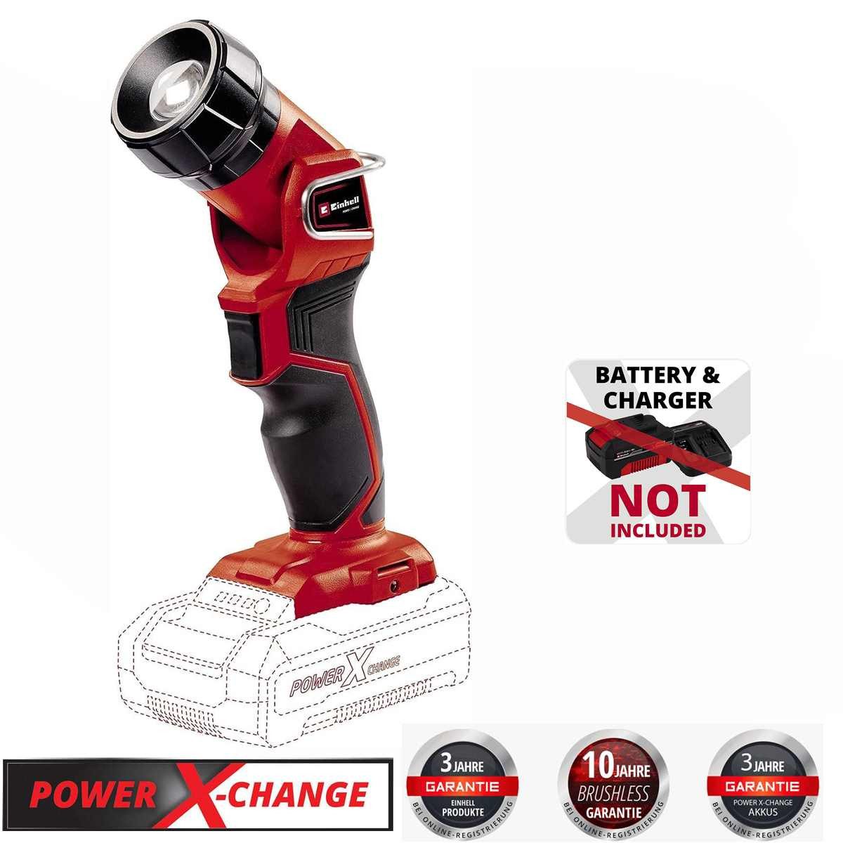 Einhell LED Taschenlampe Akku-Lampe TC-CL 18 Li H-Solo 18 V, 280 lm, 33 m Leuchtweite