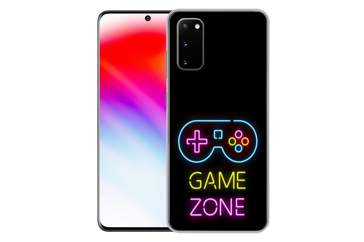 MuchoWow Handyhülle für Samsung Galaxy S20 Controller - Spiel - Neon - Schwarz - Zitate -, Phone Case, Silikon, Schutzhülle Dünn