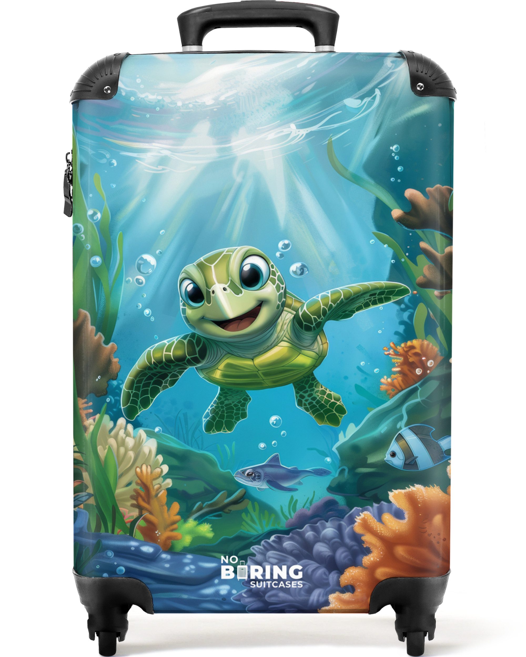 Kinderkoffer Schildkröte in bunter Unterwasserwelt 55x35x20cm