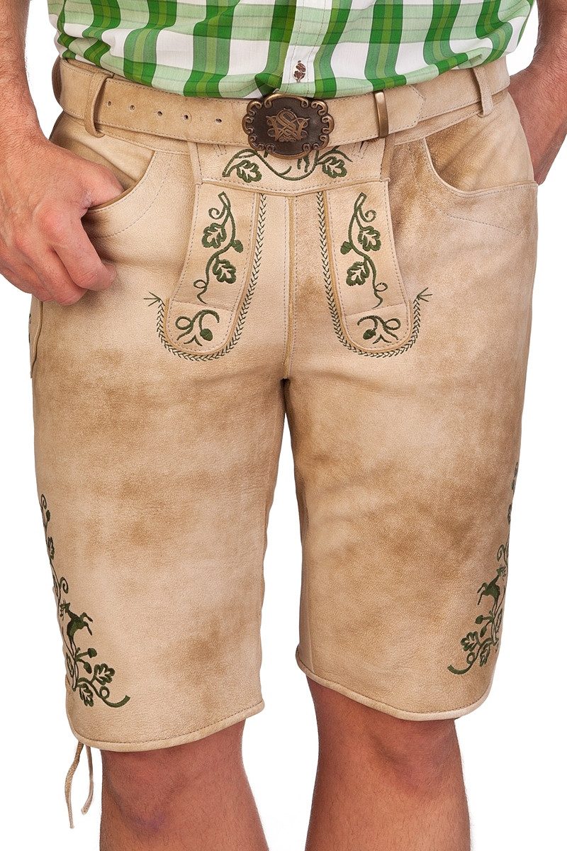 Trachtenlederhose Lederhose Herren kurz - FRANZL - flaschengrün