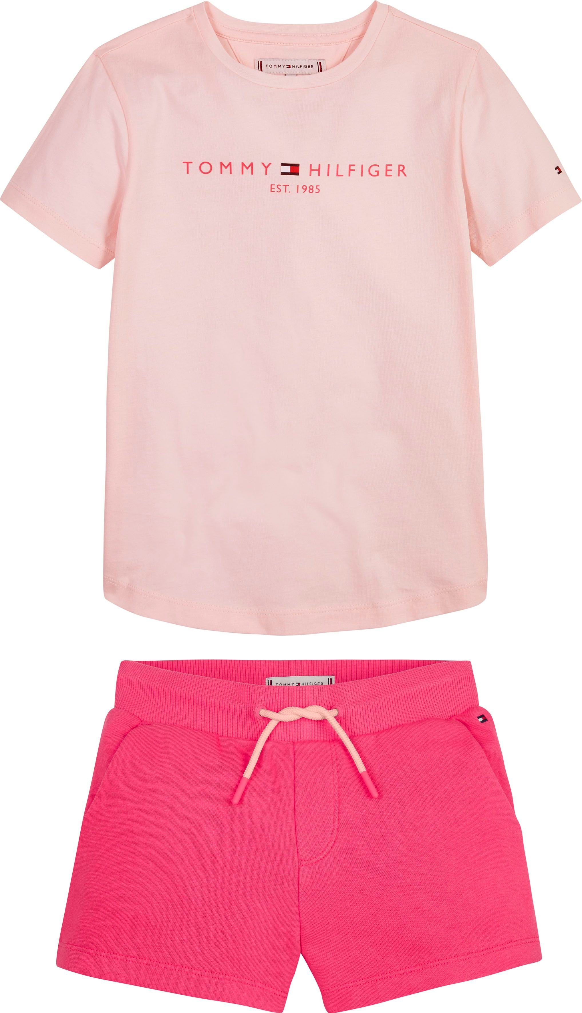 Tommy Hilfiger Sweatshirt ESSENTIAL TEE SHORT SET mit kurzen Ärmeln Laser-Pink