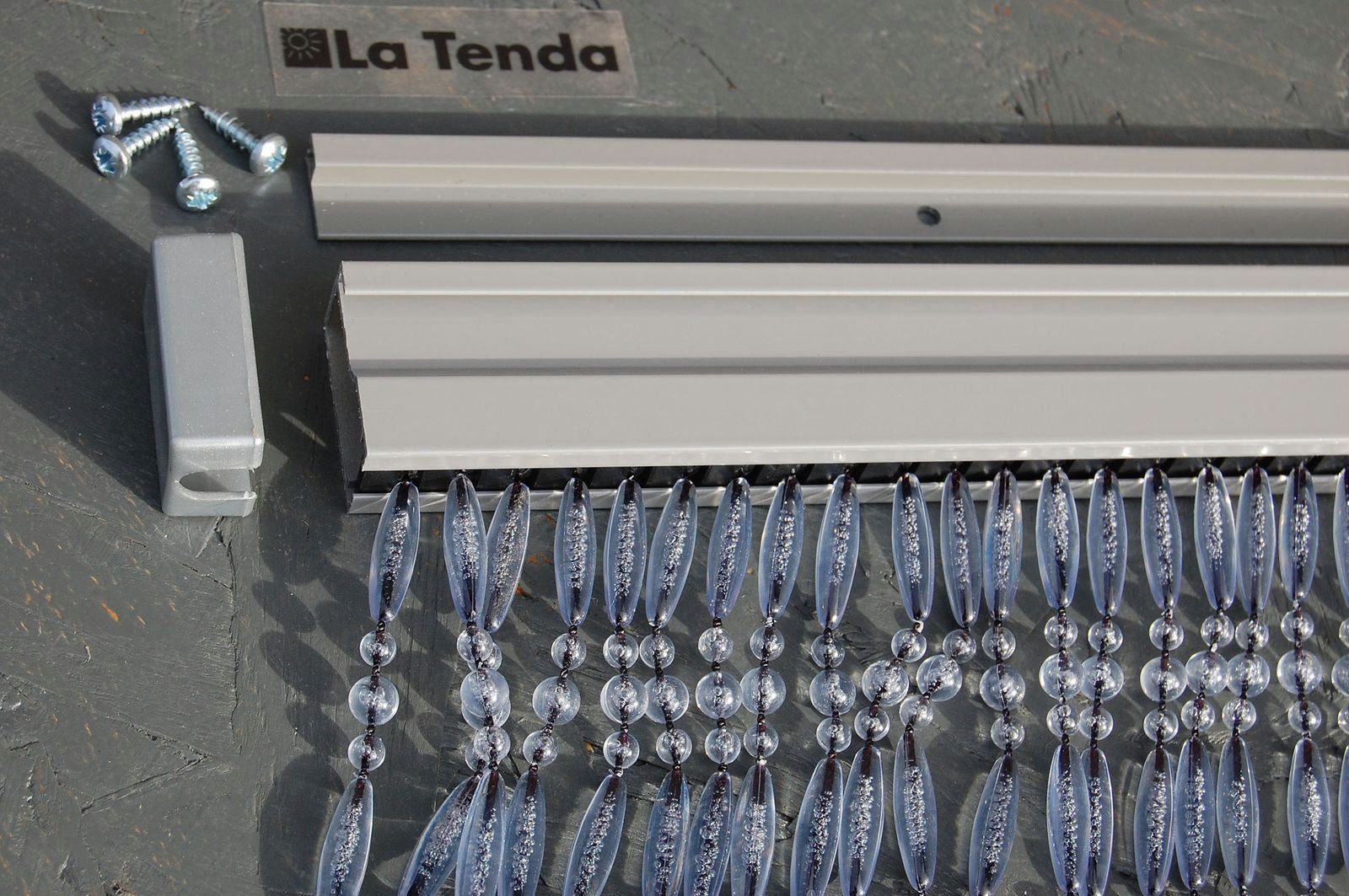 Türvorhang La Tenda 3 230 120 transparent, PVC kürzbar und cm, Länge - La transparent, Tenda, XL Hakenaufhängung, individuell x Breite STRESA Perlenvorhang