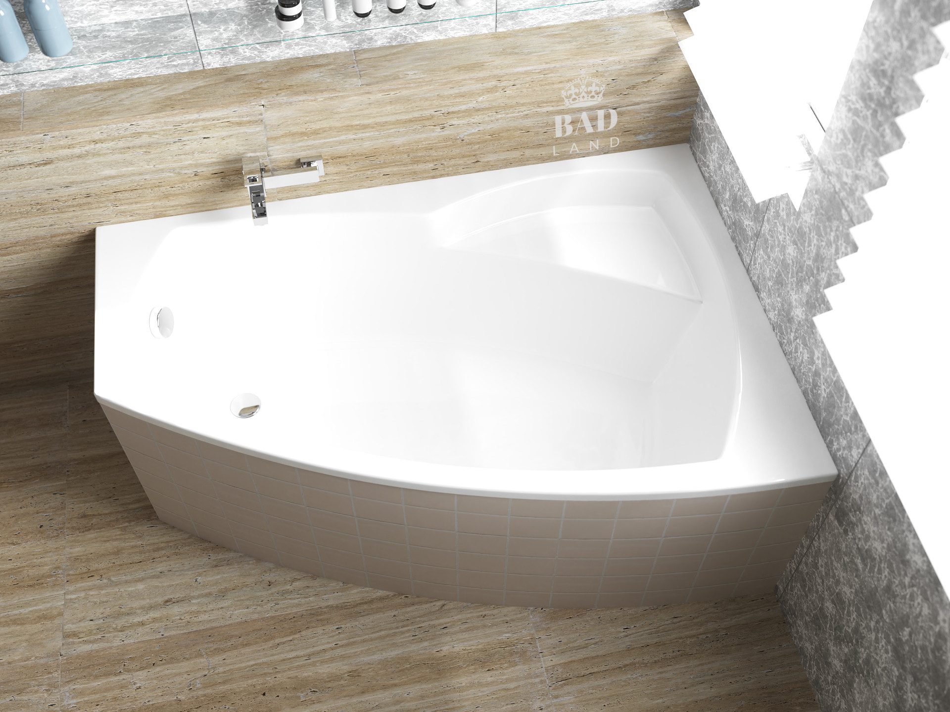 KOLMAN Badewanne Eckbadewanne Frida 140x90, (Links/Rechts), Ablaufgarnitur & Füße GRATIS