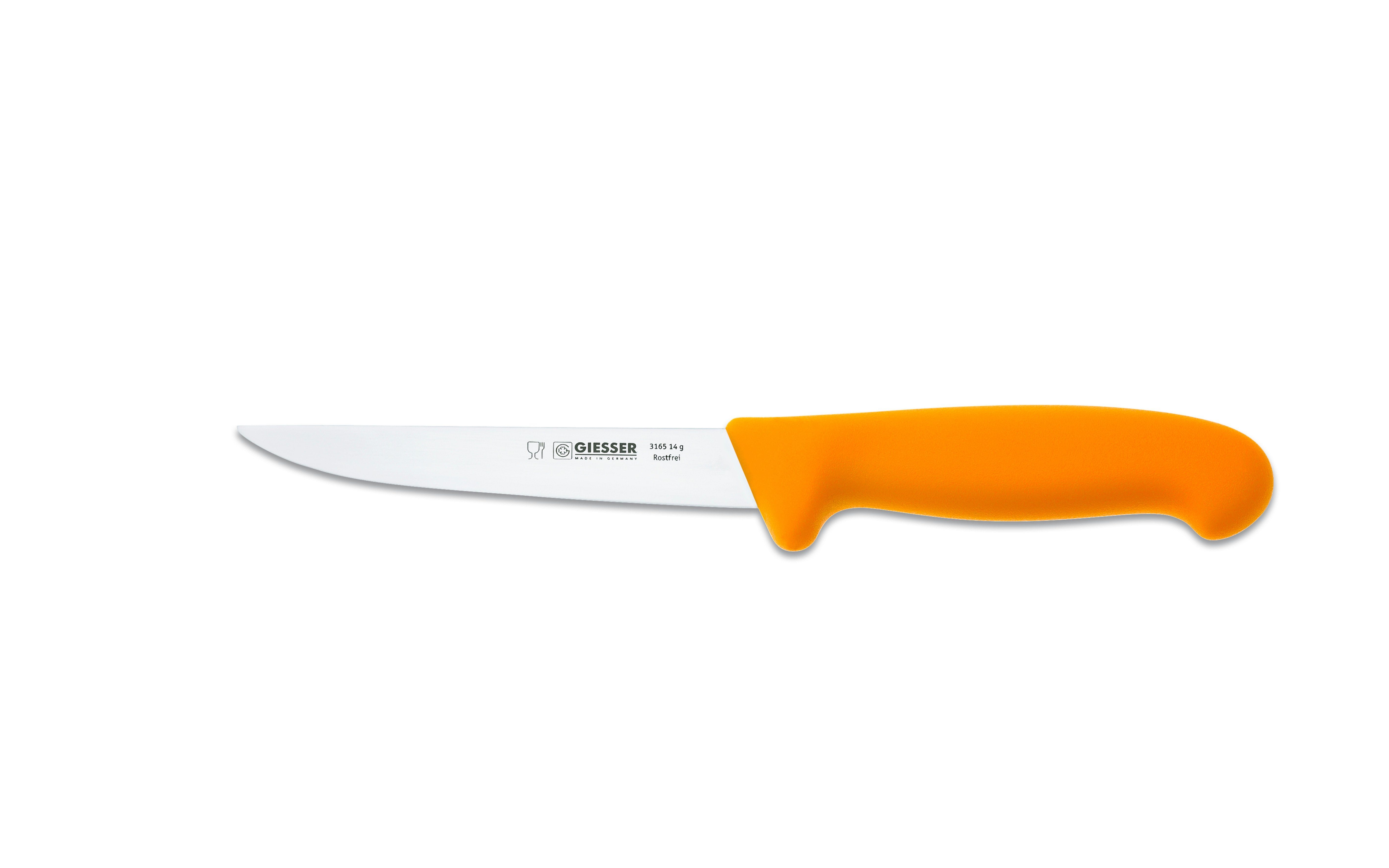 Giesser Messer 12/14/16/18, stark, gerade 3165 Klinge, Ausbeinmesser Gelb Variante scharf