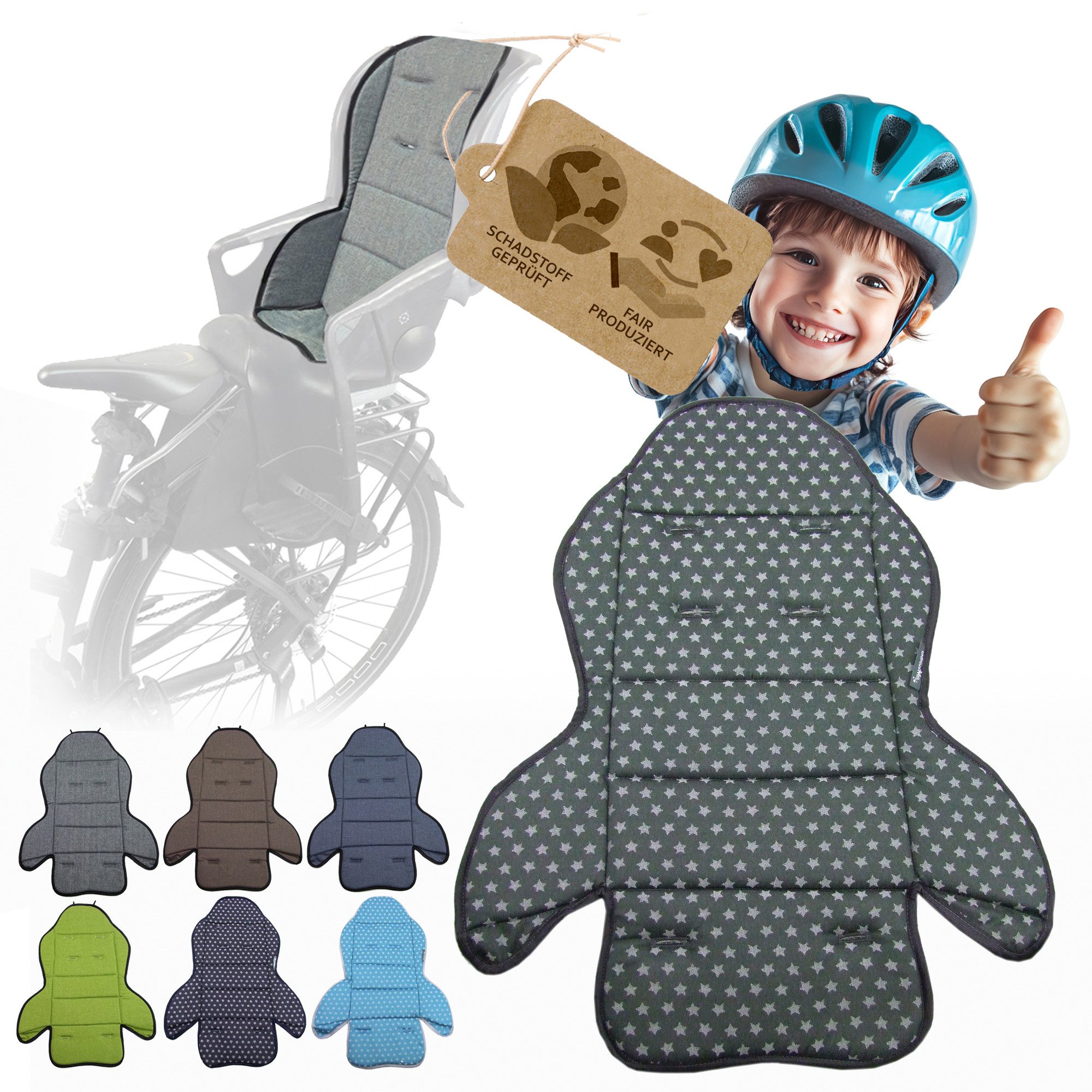 BambiniWelt by Rafael K. Fahrradkindersitz Ersatzbezug Sitzkissen für Fahrradsitz kompatibel mit Römer Jockey M3, ab: 9 Monate, bis: 5 Jahre