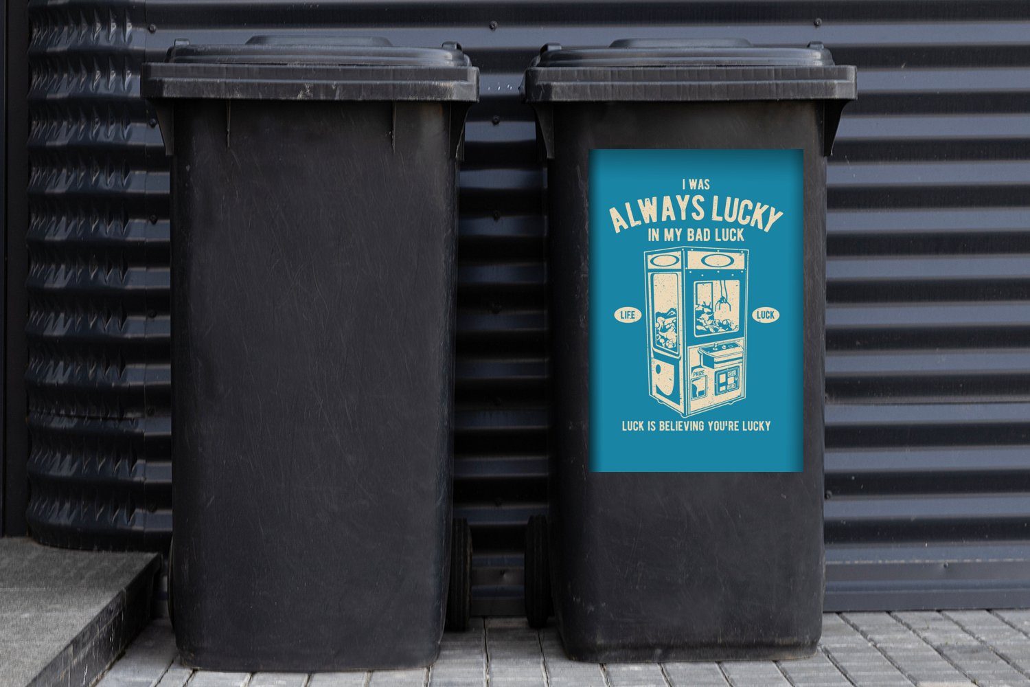 MuchoWow Wandsticker Greifzange - Retro Blau St), (1 Container, Mülleimer-aufkleber, Sticker, - Abfalbehälter Mülltonne